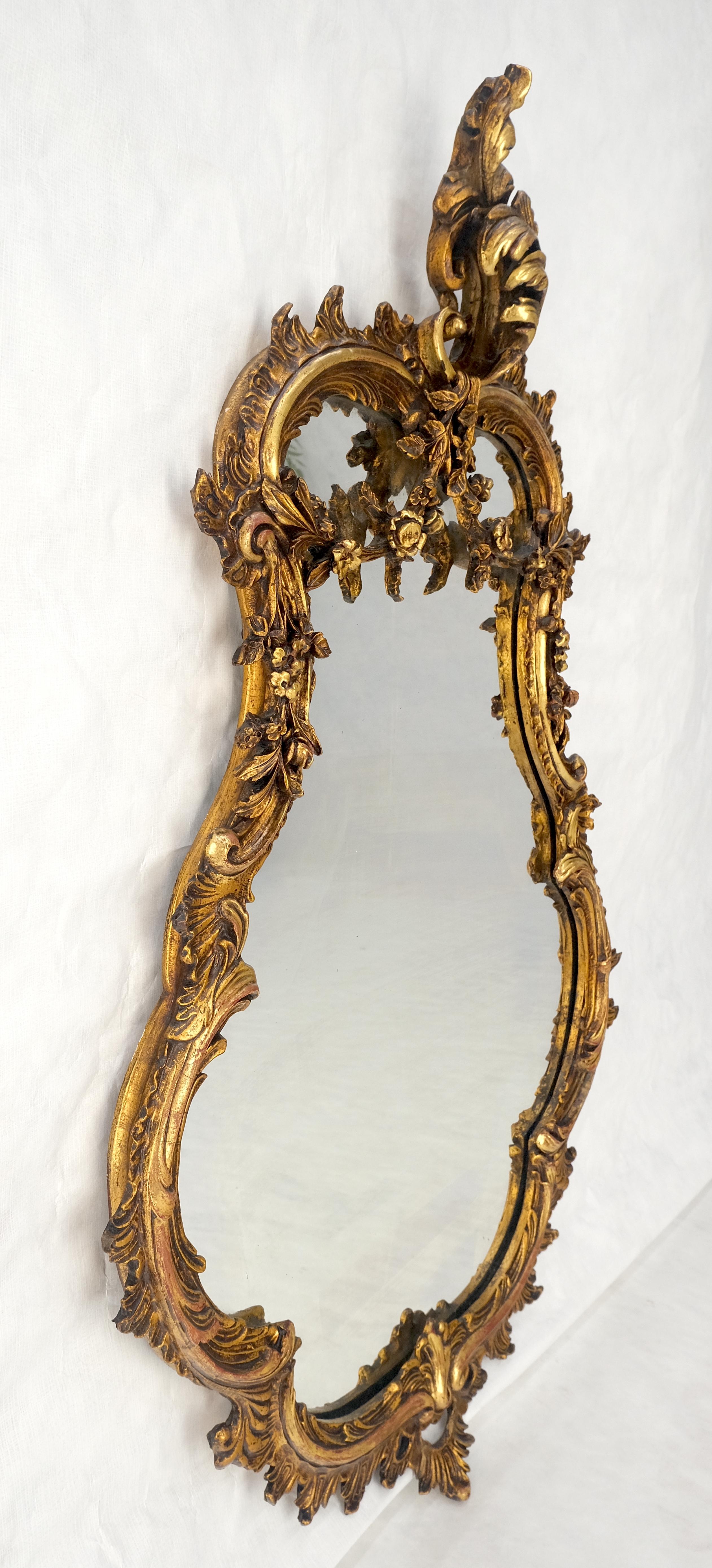 Antique c1900s Fine Gesso Rococo Style Tear Drop Shape Wall Mirror siglo XX en venta