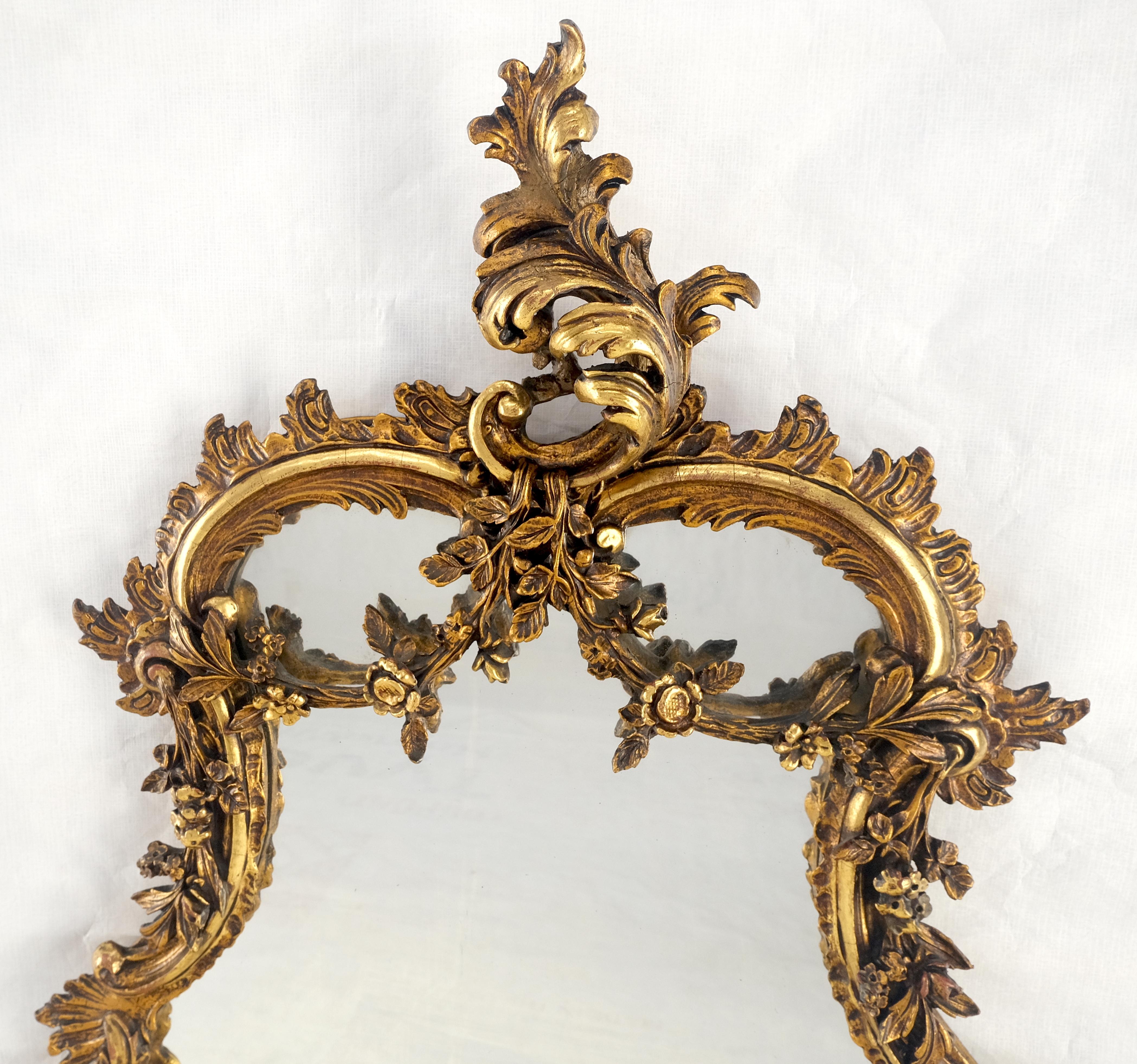Antique c1900s Fine Gesso Rococo Style Tear Drop Shape Wall Mirror Espejo en venta