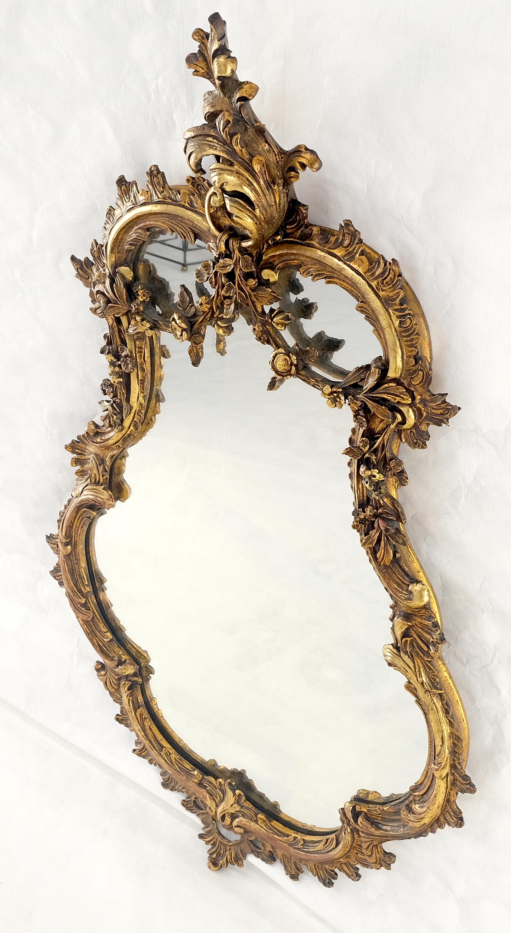 Antique c1900s Fine Gesso Rococo Style Tear Drop Shape Wall Mirror en venta 1