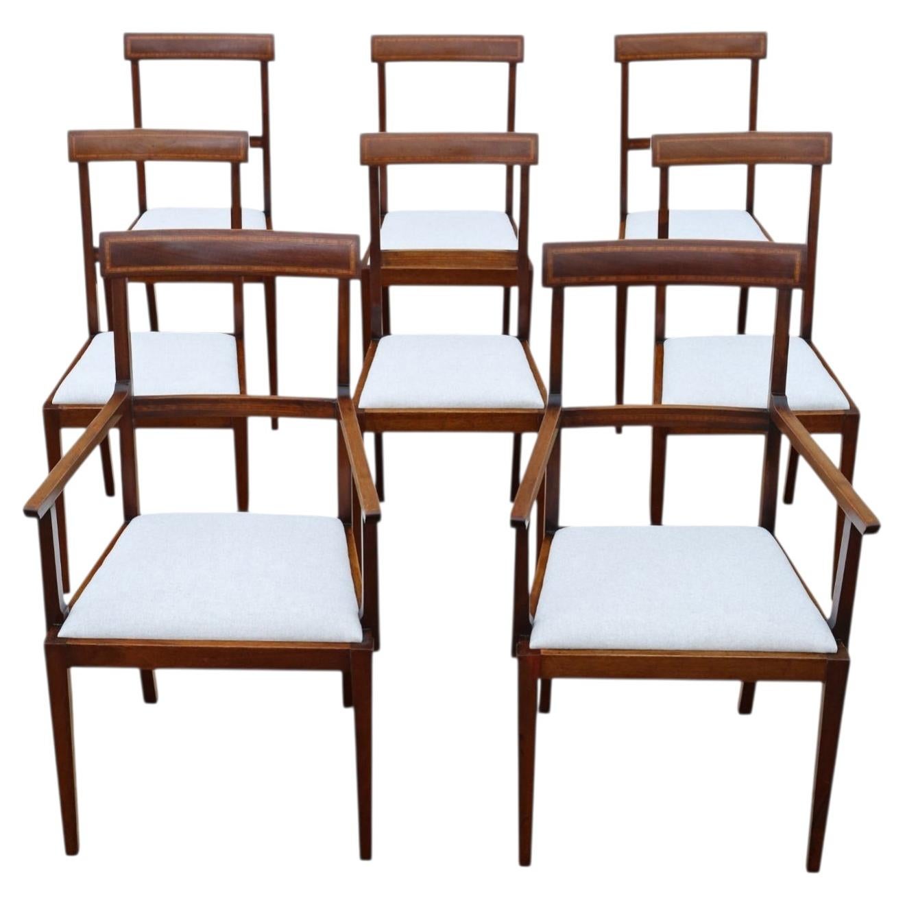 Antique c.1905 Fine Quality Set of 8 (6 + 2) Edwardian / Art Nouveau Chairs