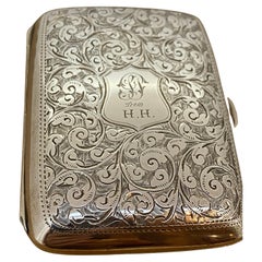 Antico portasigarette inglese (Chester) del 1906 circa, in argento finemente inciso da W. H.
