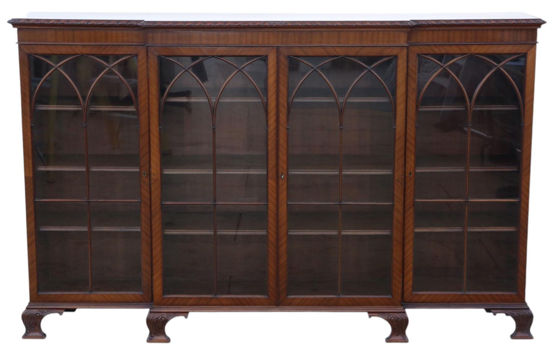 Antiguo C1910 Librería de caoba esmaltada de gran calidad Estantes de exposición ajustables principios del siglo XX en venta