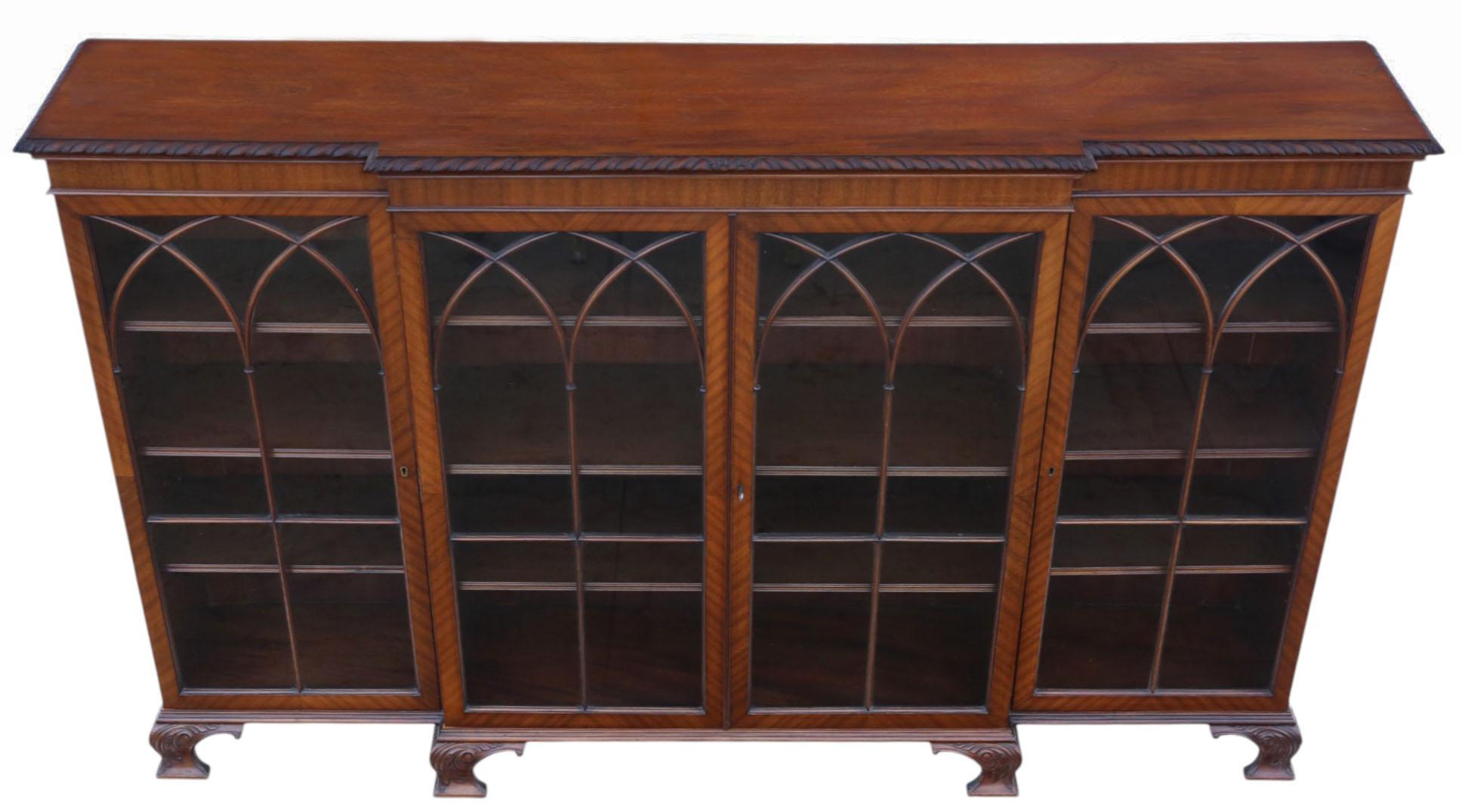 Antiguo C1910 Librería de caoba esmaltada de gran calidad Estantes de exposición ajustables Madera en venta