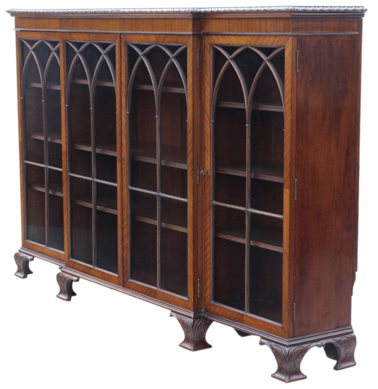 Antiguo C1910 Librería de caoba esmaltada de gran calidad Estantes de exposición ajustables en venta 1