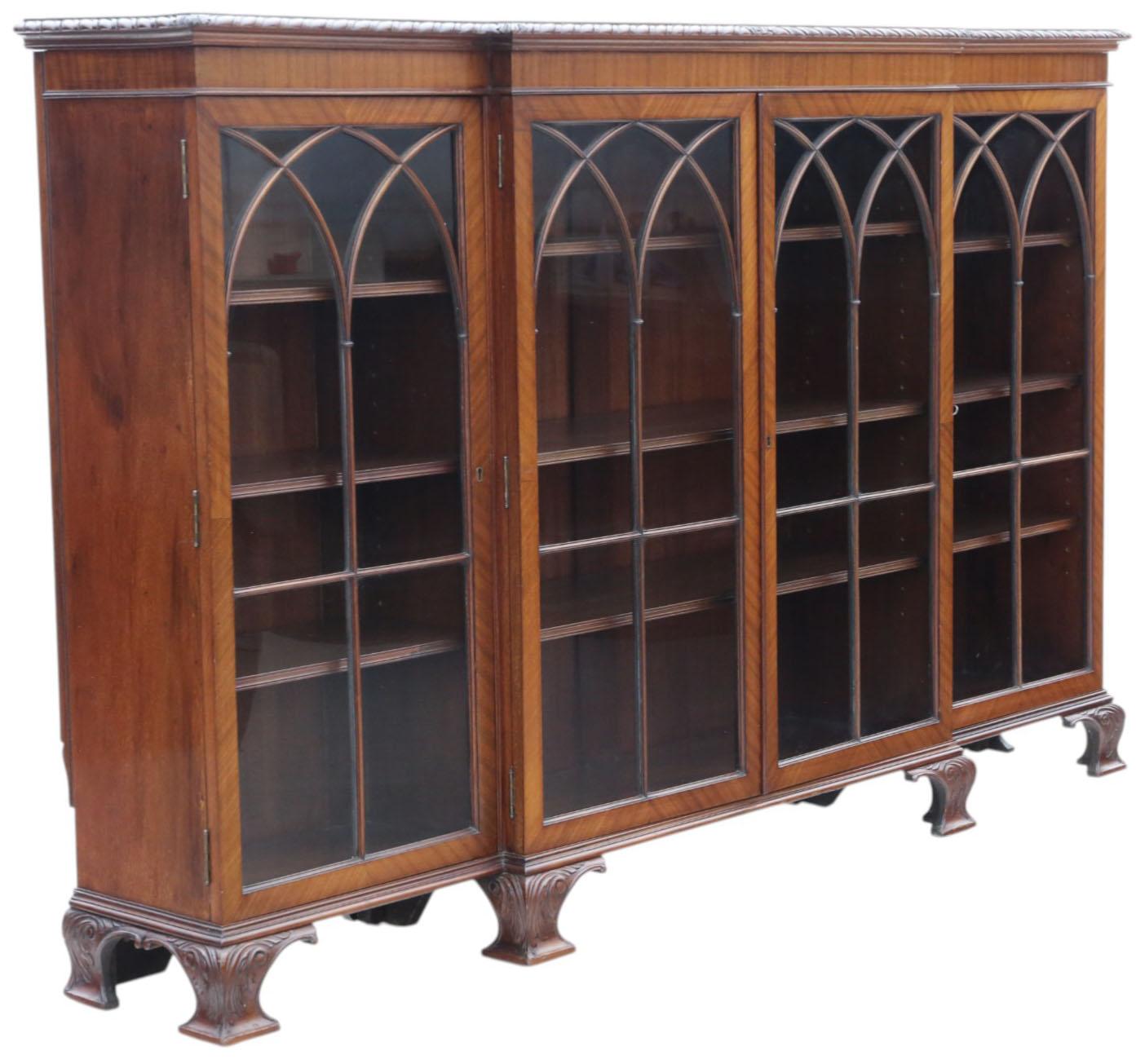 Antiguo C1910 Librería de caoba esmaltada de gran calidad Estantes de exposición ajustables en venta 2
