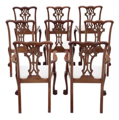 Antique C.1910 Georgian Revival Mahogany Dining Chairs: Set of 8 (6+2)