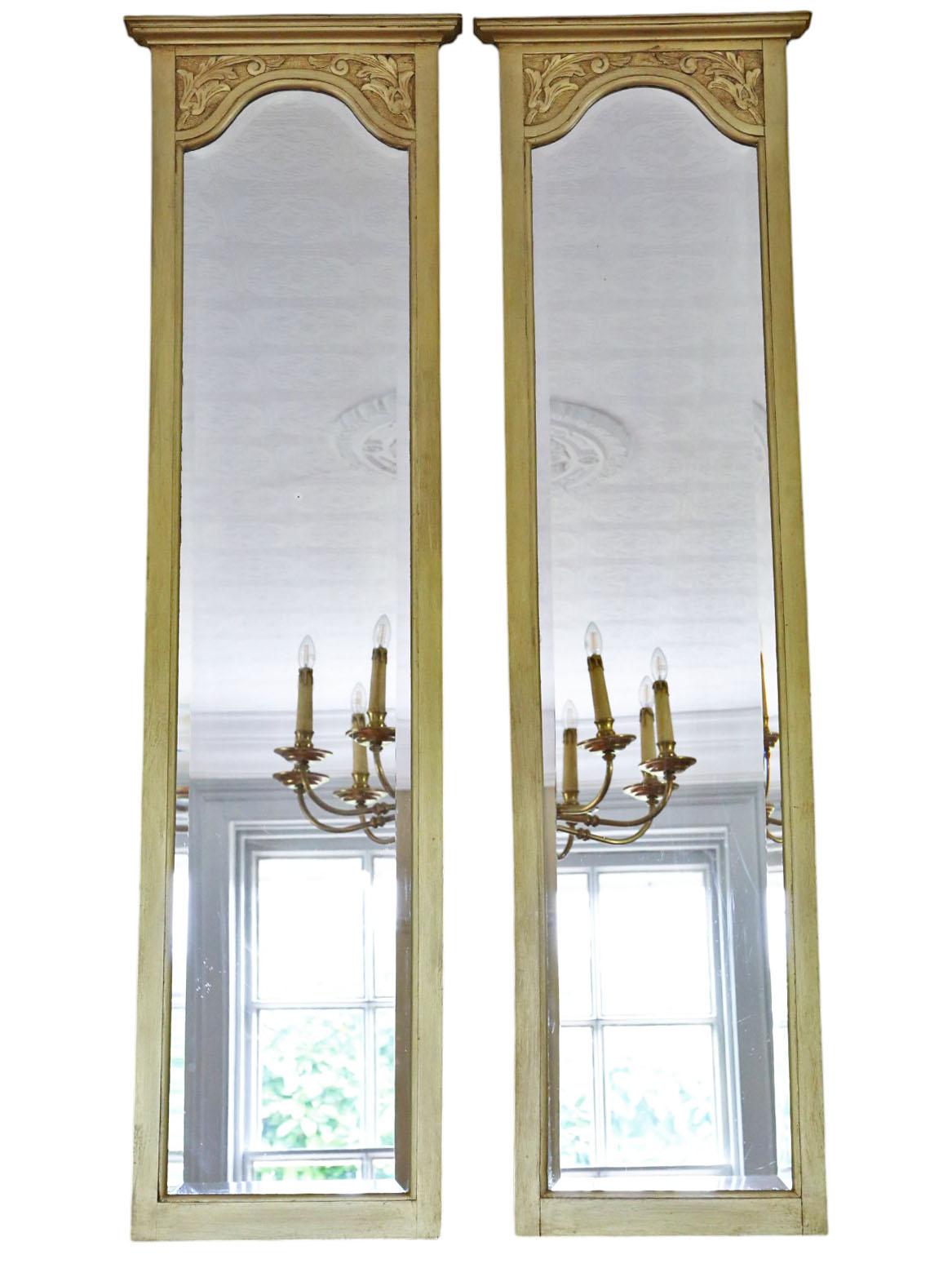 Antique c.1910 Pair of Large Gilt Full-Height Dressing Wall Mirrors – Gold For Sale 5