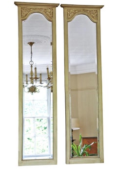 Antique c.1910 Pair of Large Gilt Full-Height Dressing Wall Mirrors – Gold