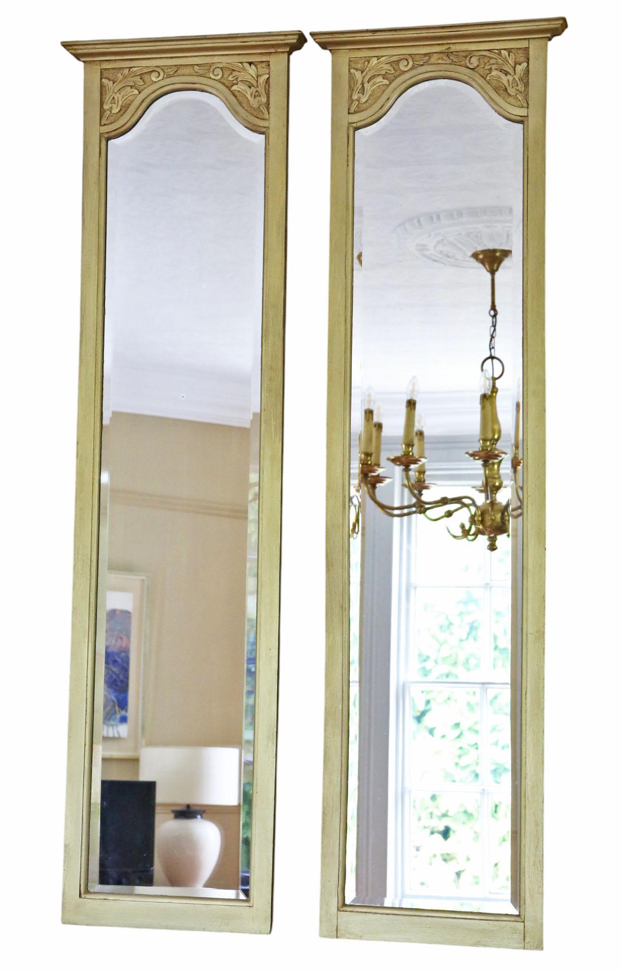 Antique c.1910 Pair of Large Gilt Full-Height Dressing Wall Mirrors – Gold In Good Condition For Sale In Wisbech, Cambridgeshire