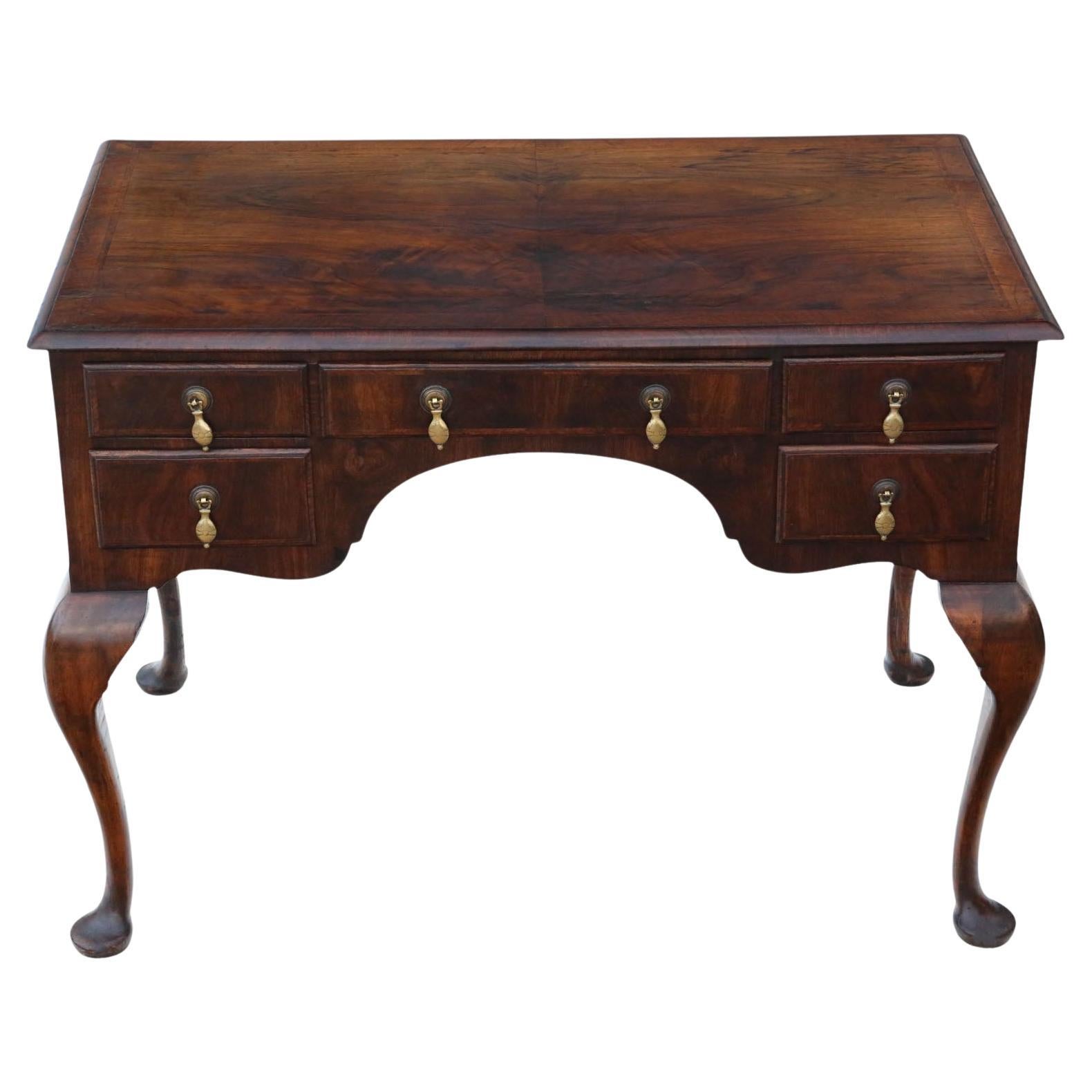 Antique c.1910 Walnut Figured 5-Drawer Writing Desk / Dressing Table