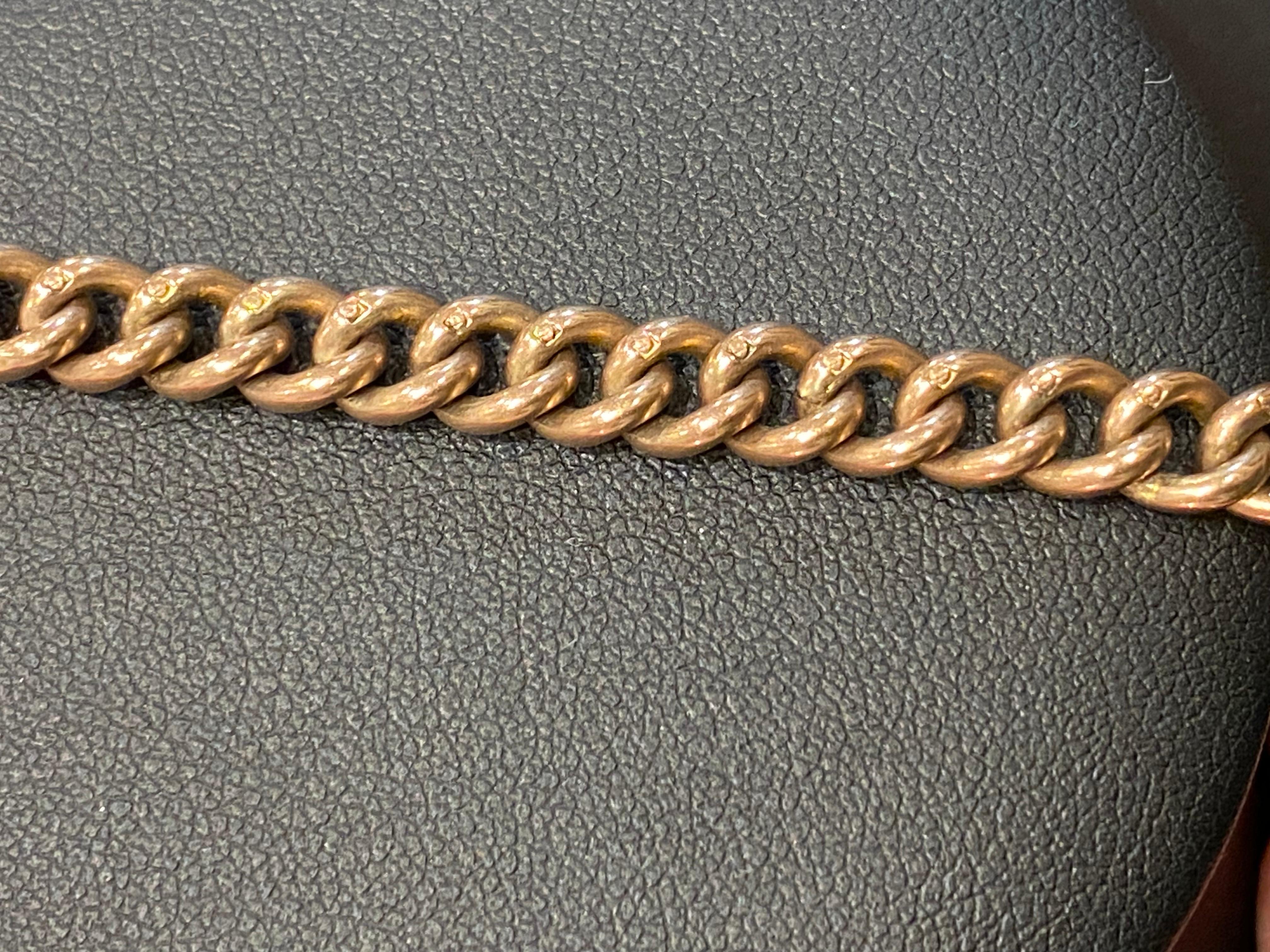 Antica collana a catena Fob australiana in oro rosa 9K di 39 cm. Creatore: RR. in vendita 5