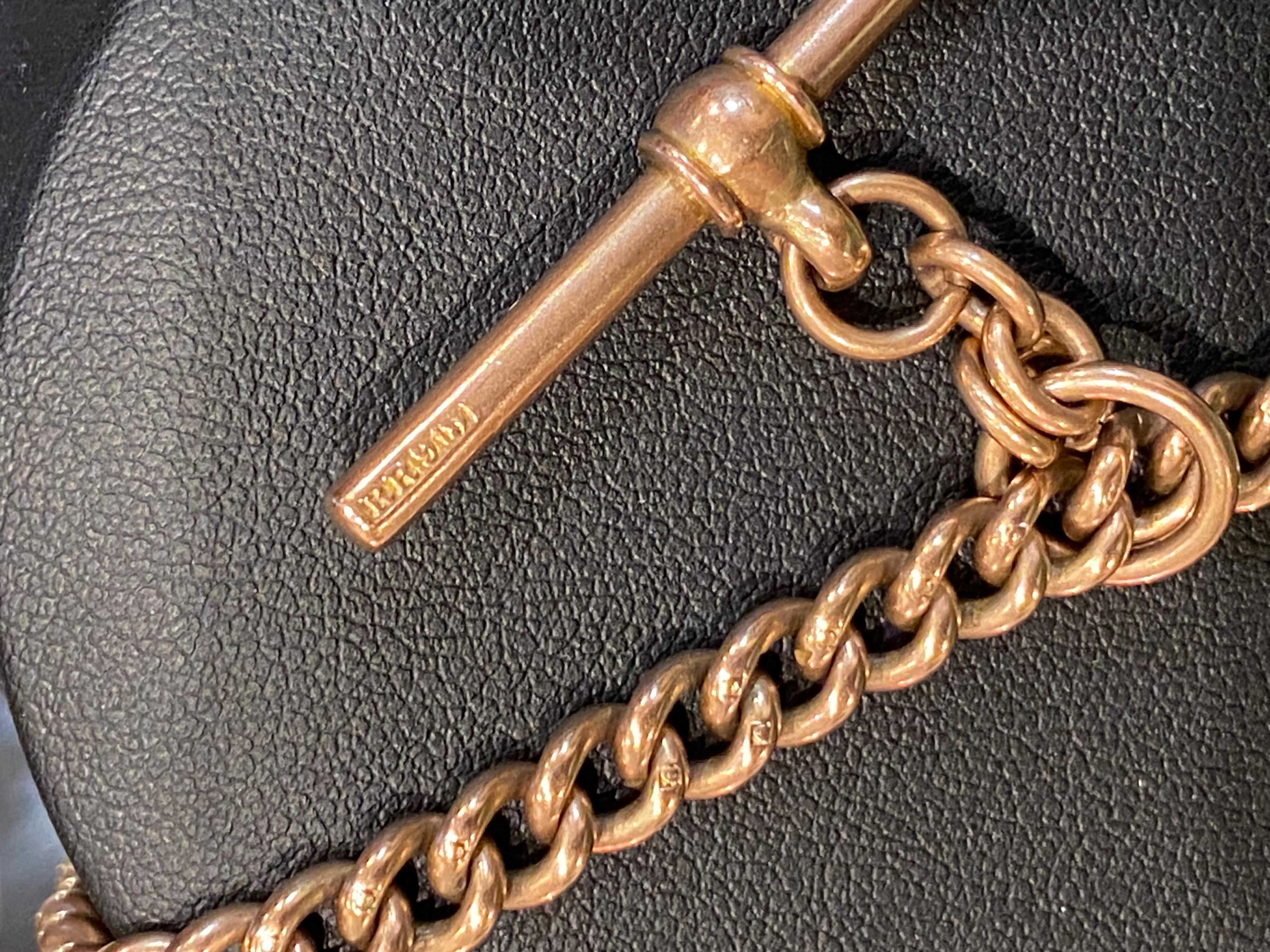 Antica collana a catena Fob australiana in oro rosa 9K di 39 cm. Creatore: RR. in vendita 6