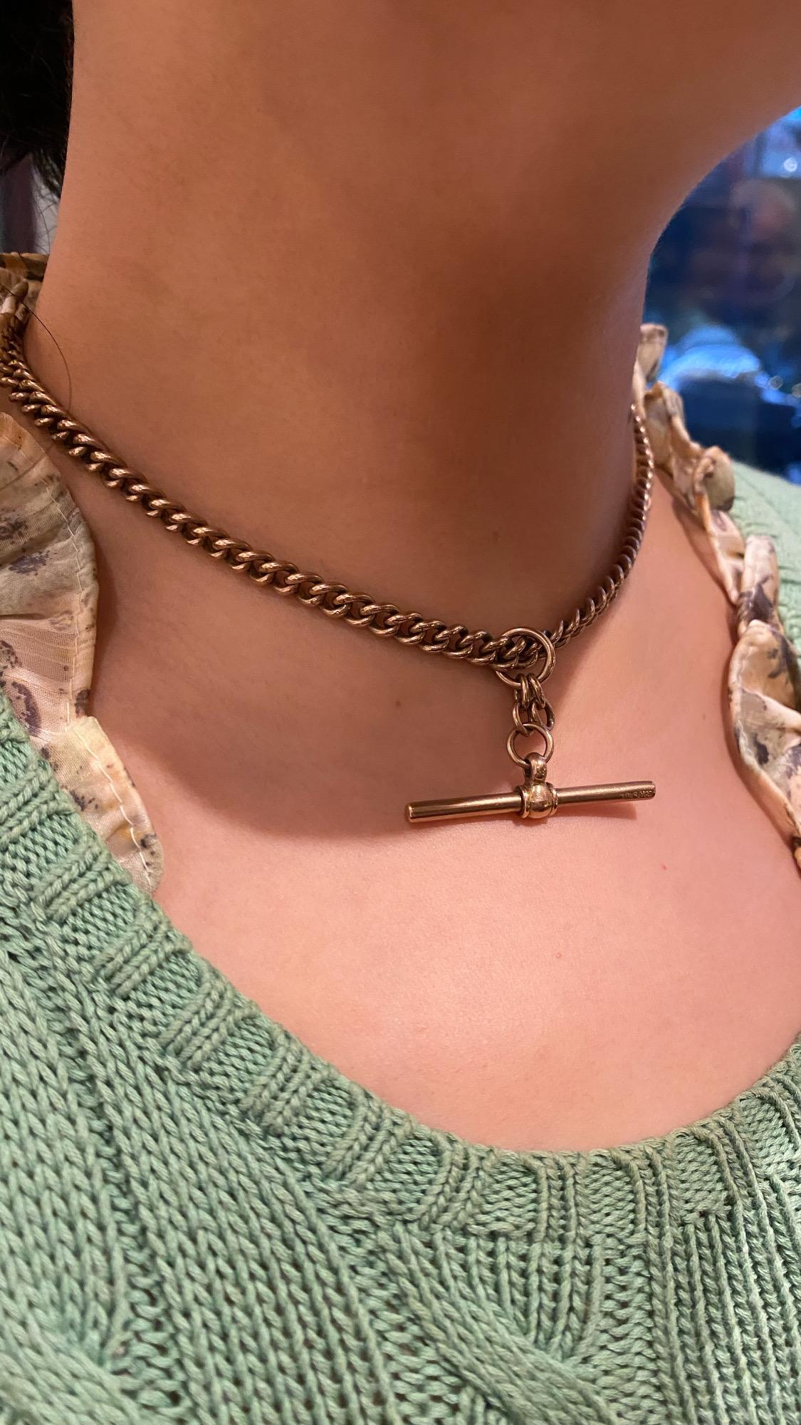 Edoardiano Antica collana a catena Fob australiana in oro rosa 9K di 39 cm. Creatore: RR. in vendita