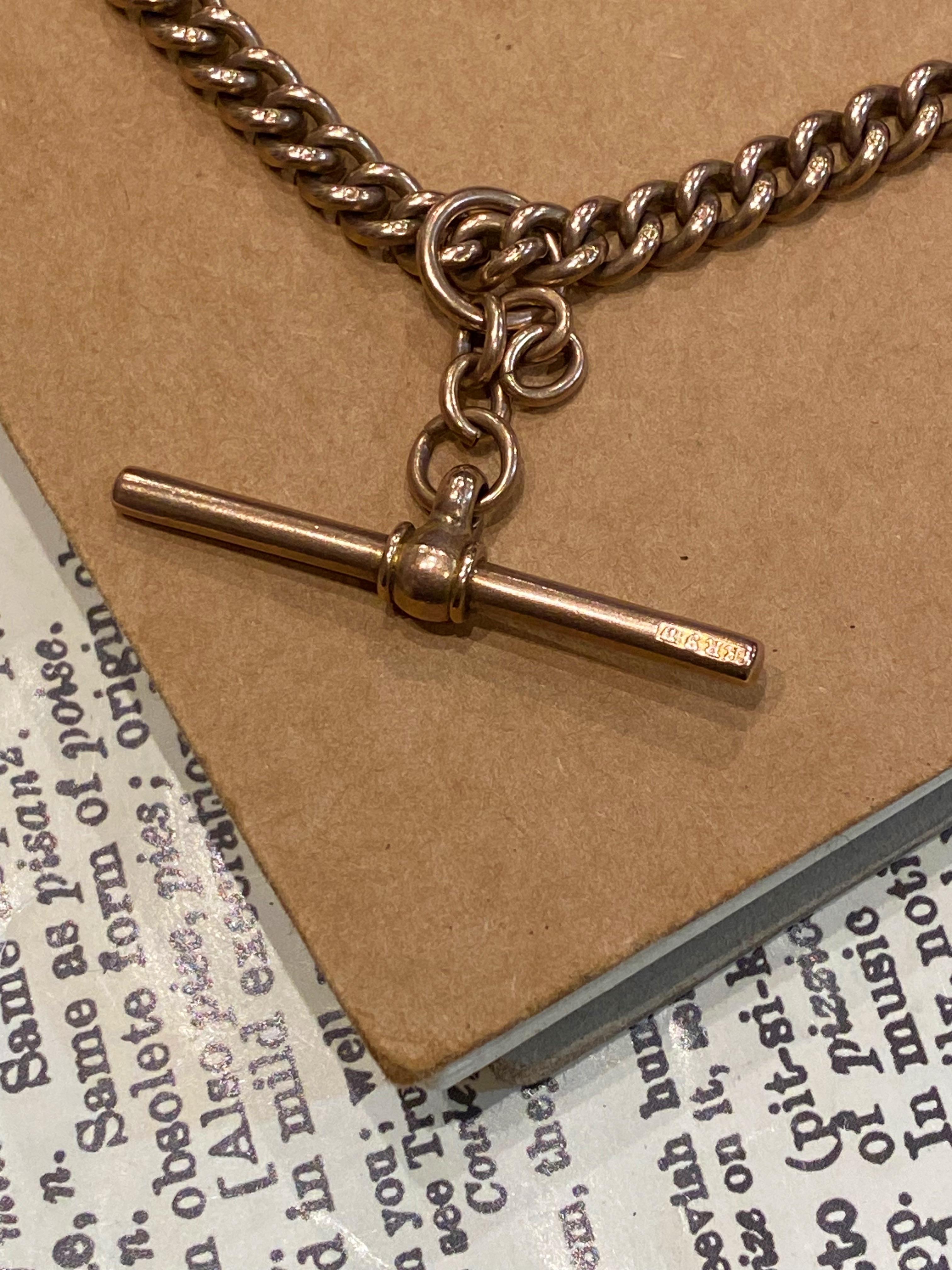 Antica collana a catena Fob australiana in oro rosa 9K di 39 cm. Creatore: RR. In condizioni ottime in vendita a MELBOURNE, AU