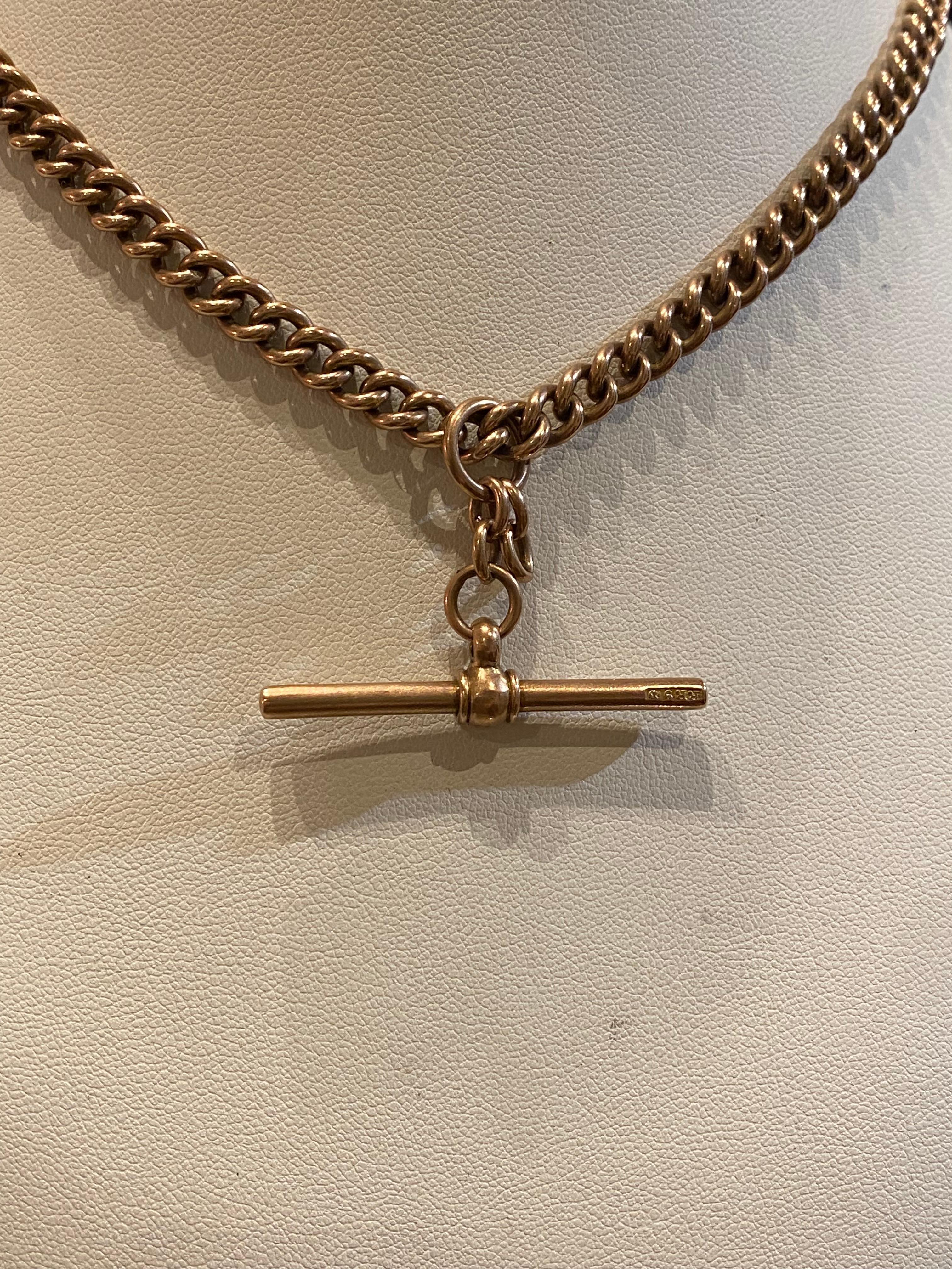 Antica collana a catena Fob australiana in oro rosa 9K di 39 cm. Creatore: RR. in vendita 1