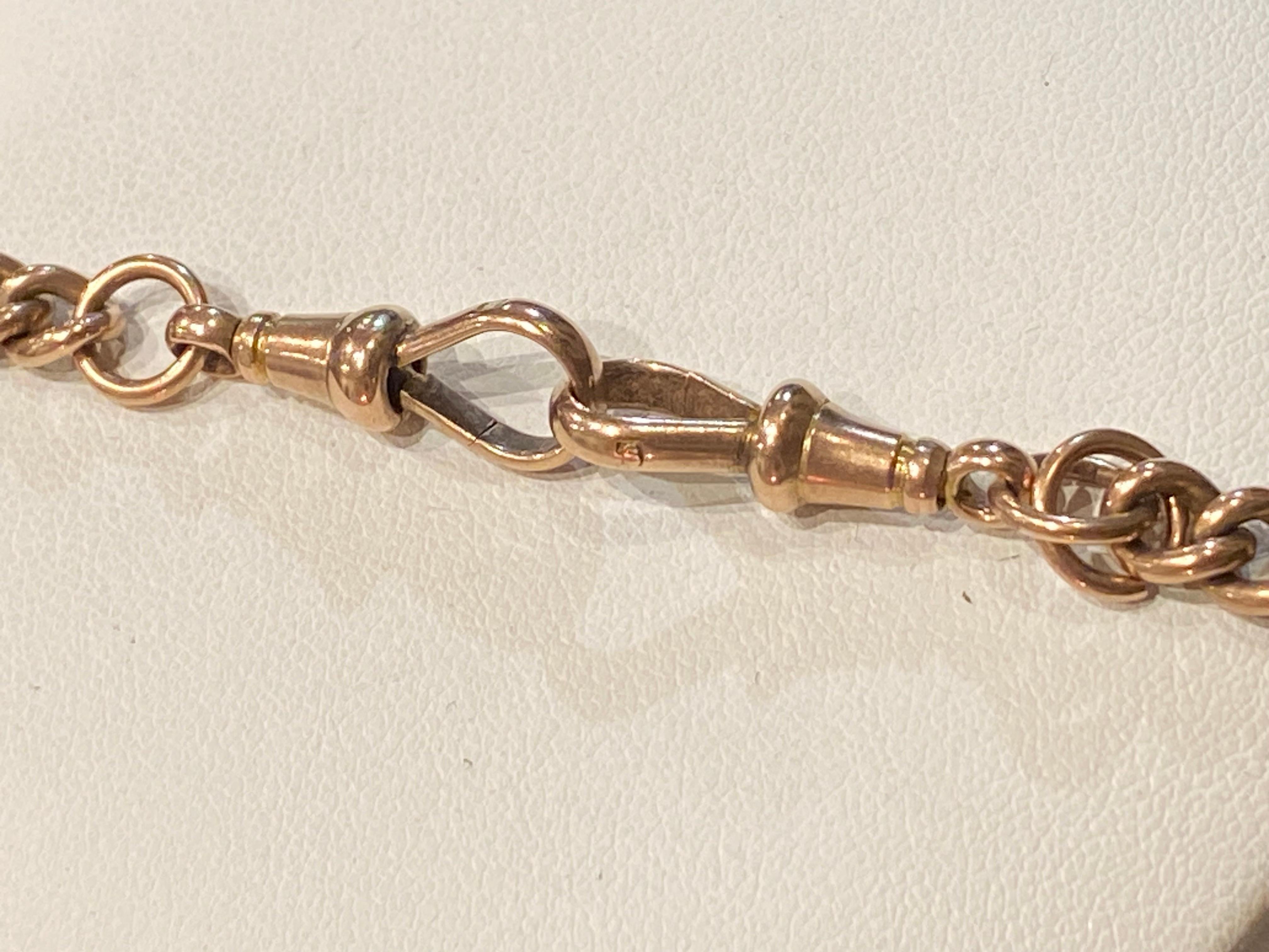 Antica collana a catena Fob australiana in oro rosa 9K di 39 cm. Creatore: RR. in vendita 2