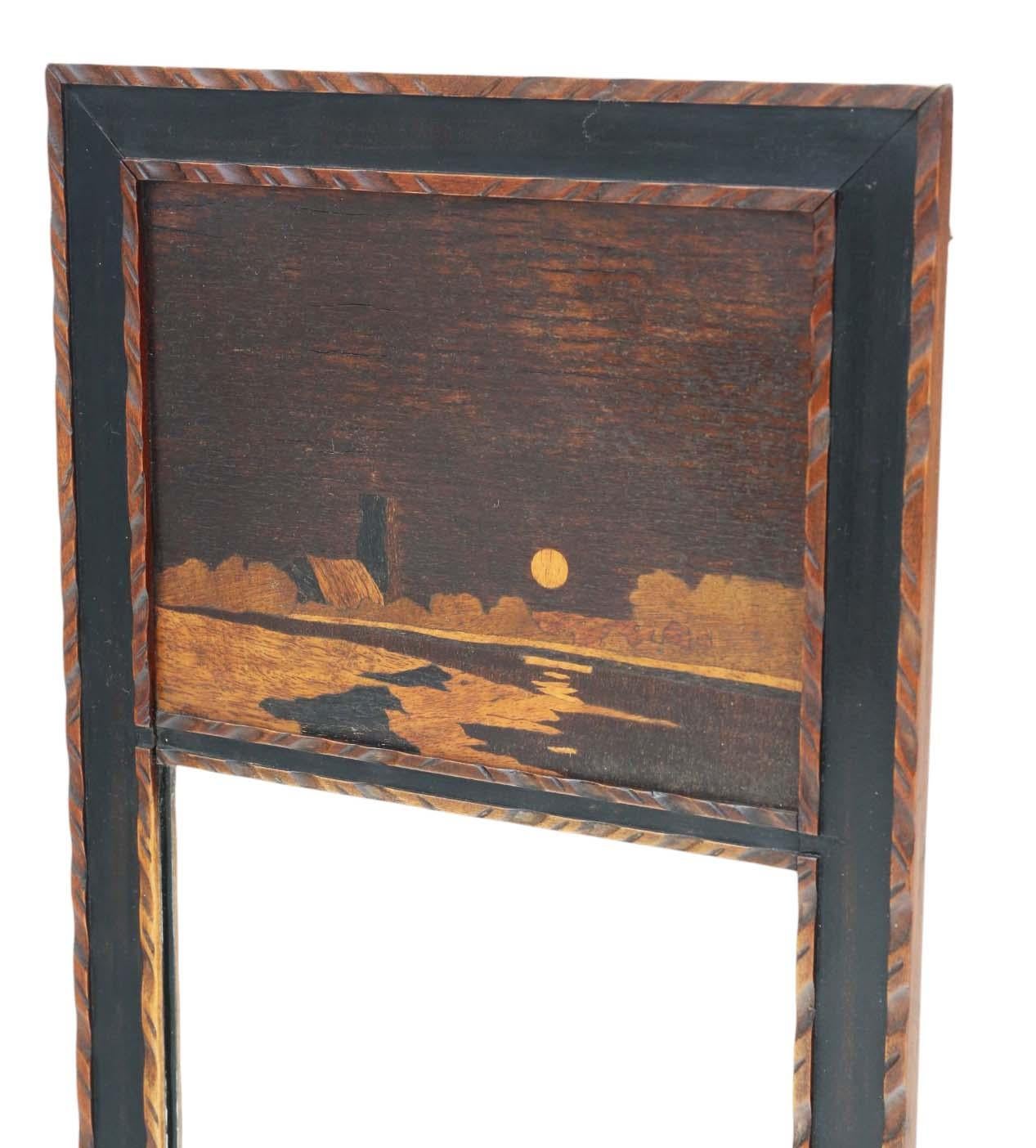 Vetro Antique Mirror C1915 Art Nouveau intarsiato C1915 Moonrise A J Rowley in vendita