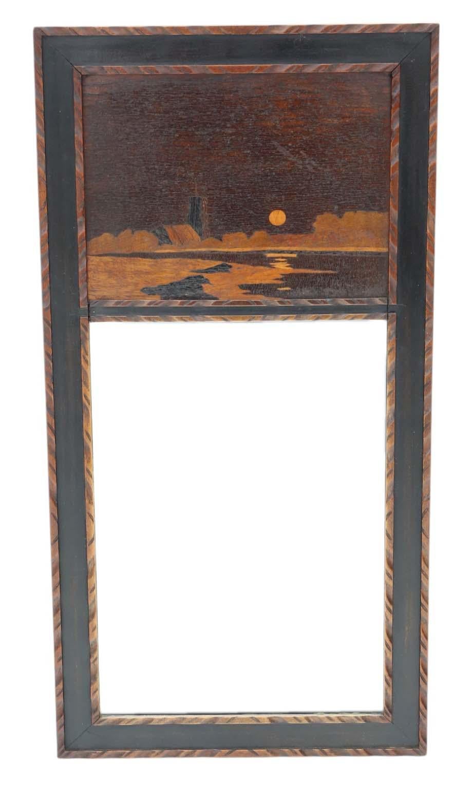 Antique Mirror C1915 Art Nouveau intarsiato C1915 Moonrise A J Rowley in vendita 1