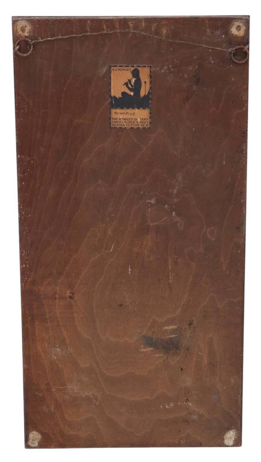 Antique Mirror C1915 Art Nouveau intarsiato C1915 Moonrise A J Rowley in vendita 2