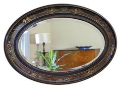 Antique c.1915 Chinoiserie Oval Overmantle Wall Mirror – Quality Hardwood