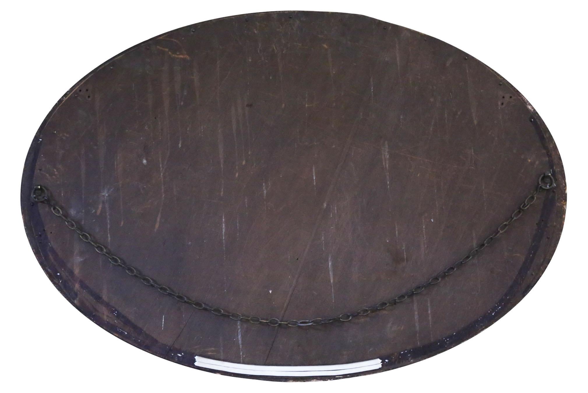 Antique A.I.C C. 1915 Chinoiserie Oval Overmantle Wall Mirror - Quality Hardwood en vente 2