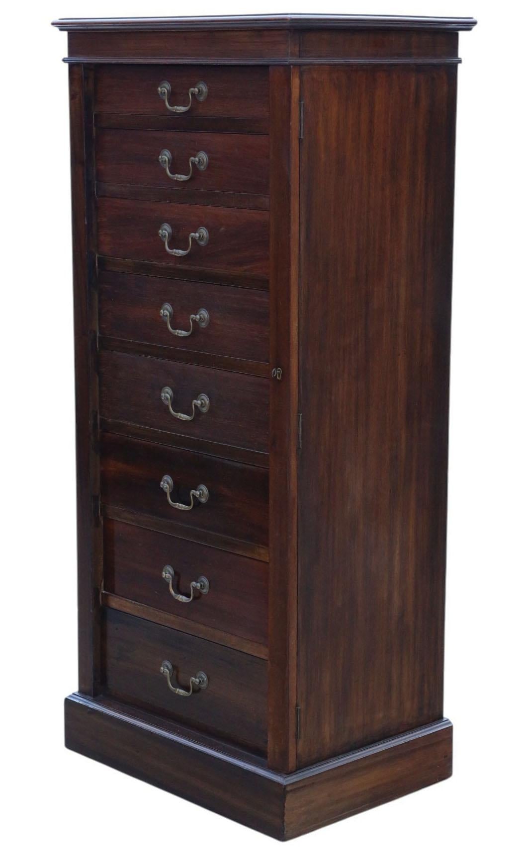 Antique c.1915 Mahogany Wellington Chest of 8 Drawers – Fine Quality (Britisch) im Angebot