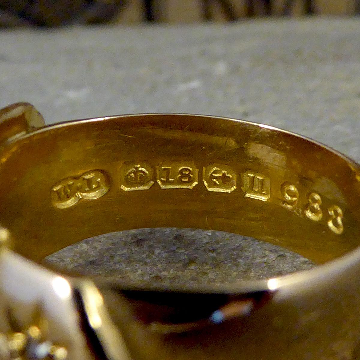 Women's or Men's Antique, circa 1919 Diamond Set Buckle Ring in 18Carat Yellow Gold