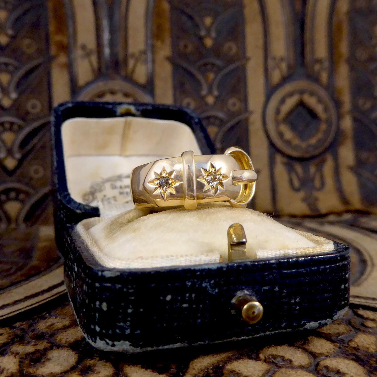 Antique, circa 1919 Diamond Set Buckle Ring in 18Carat Yellow Gold 2