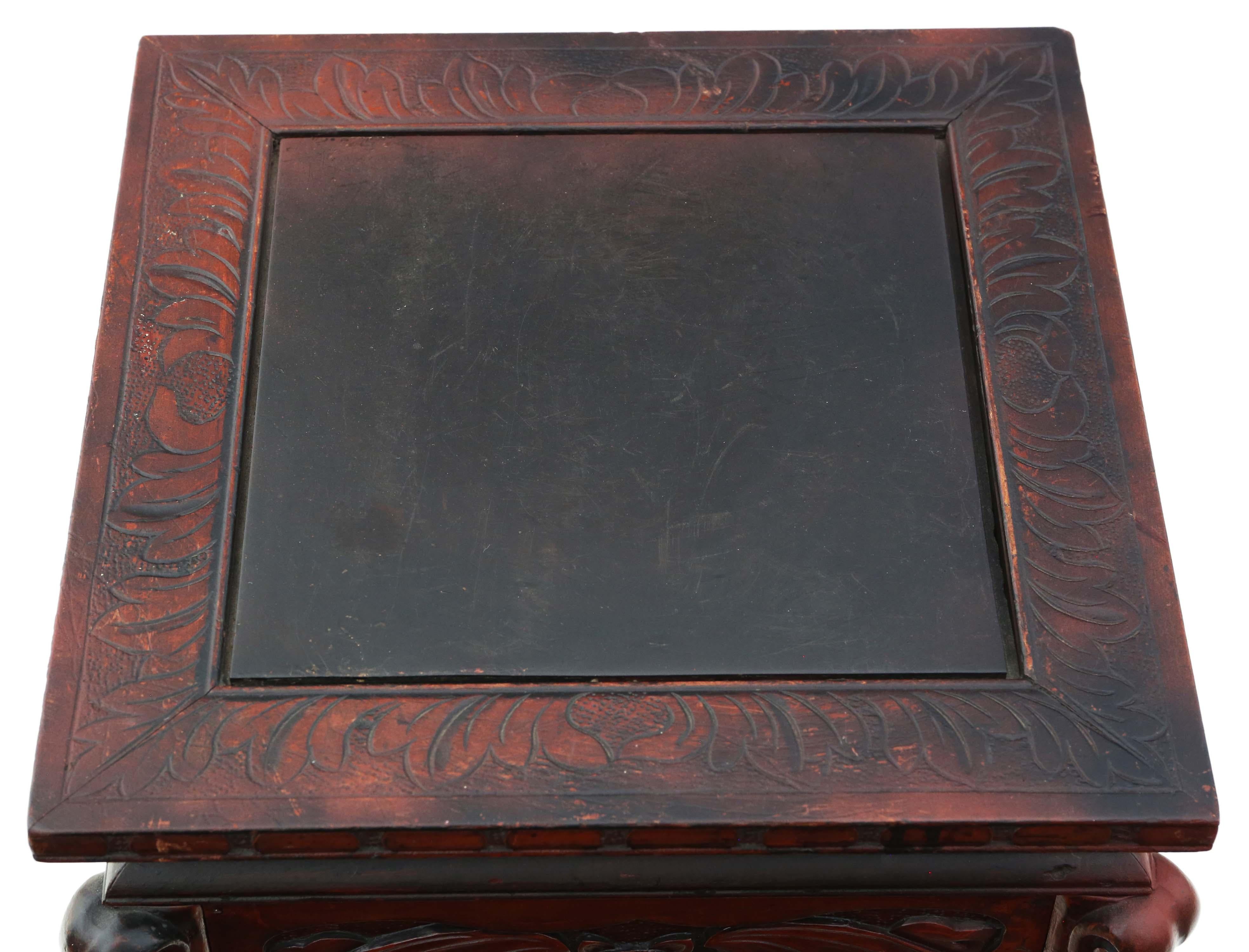 Antique C1920 Chinese oriental painted side occasional table stand In Good Condition For Sale In Wisbech, Cambridgeshire