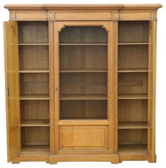 Antique c.1920 Large Light Oak Housekeeper’s Display Shelves Bookcase Cupboard