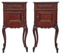 Ancienne paire de tables de chevet en marbre et acajou datant de C.I.C. - Tables de nuit de qualité