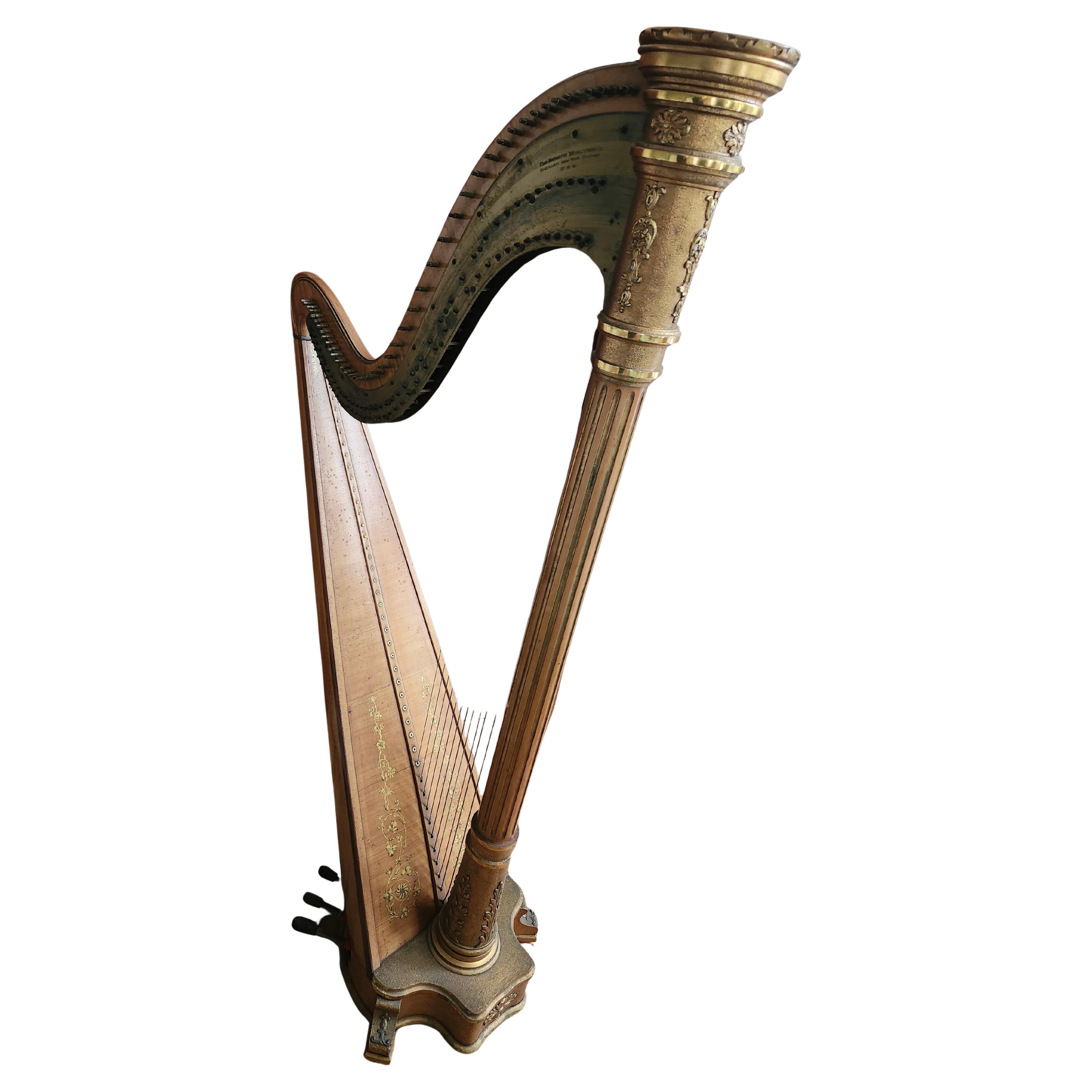 Fabulous and in excellent antique condition with minimal wear.  This Harp by the Rudolph Wurlitzer co. was well taken care of by its previous owners. C1920 with 45 strings and 7 pedals, one of the top of the line Harps by a Renowned and admired