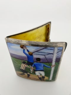 Antique c1920’s Alpacca and Enamel “Soccer Scene” Cigarette Case