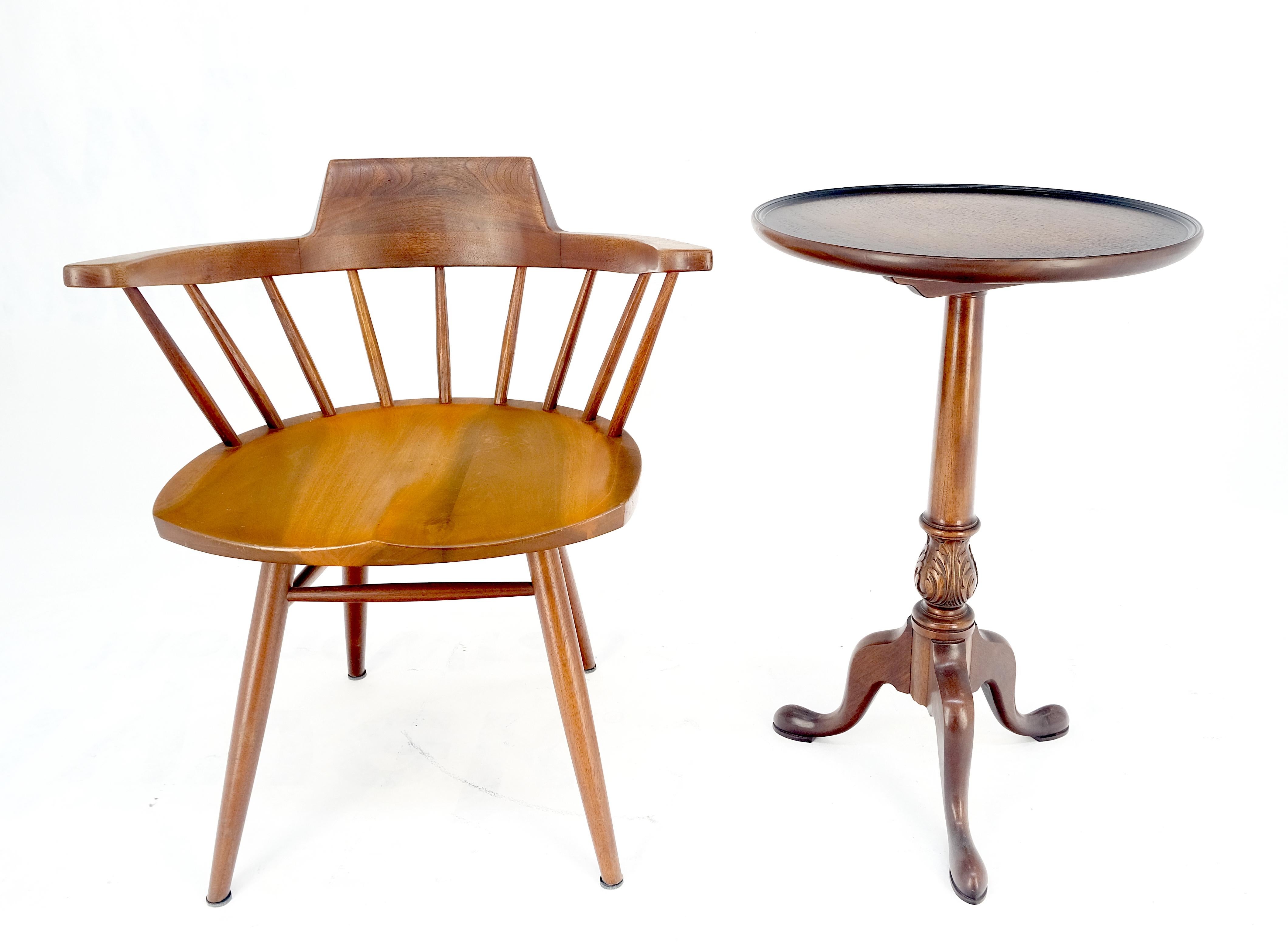 Antique c1920s Carved Mahogany Tripod Base Round Pie Crust Edge Lamp Side Table For Sale 5