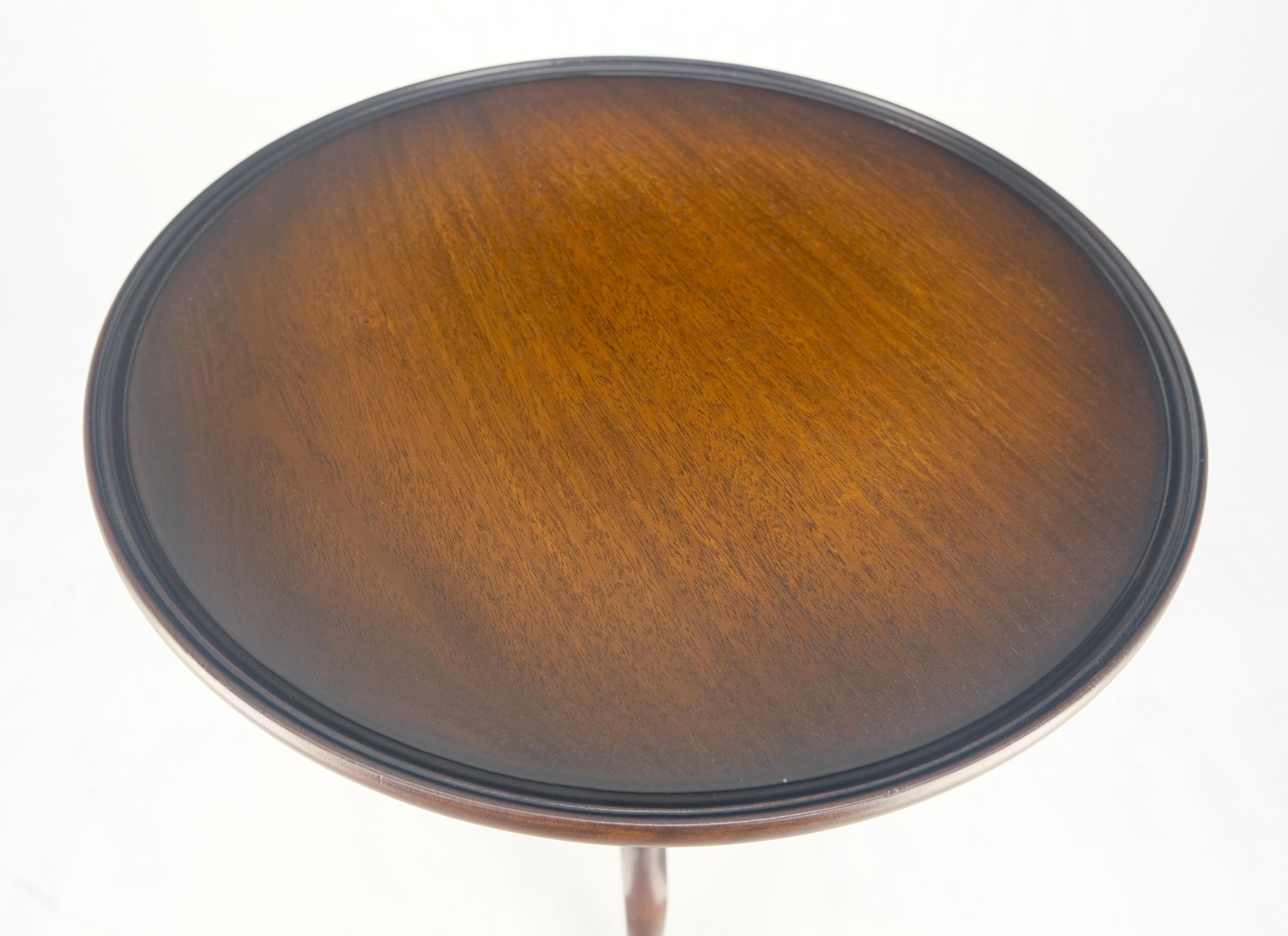 Antique c1920s Carved Mahogany Tripod Base Round Pie Crust Edge Lamp Side Table Stand Pedestal MINT!