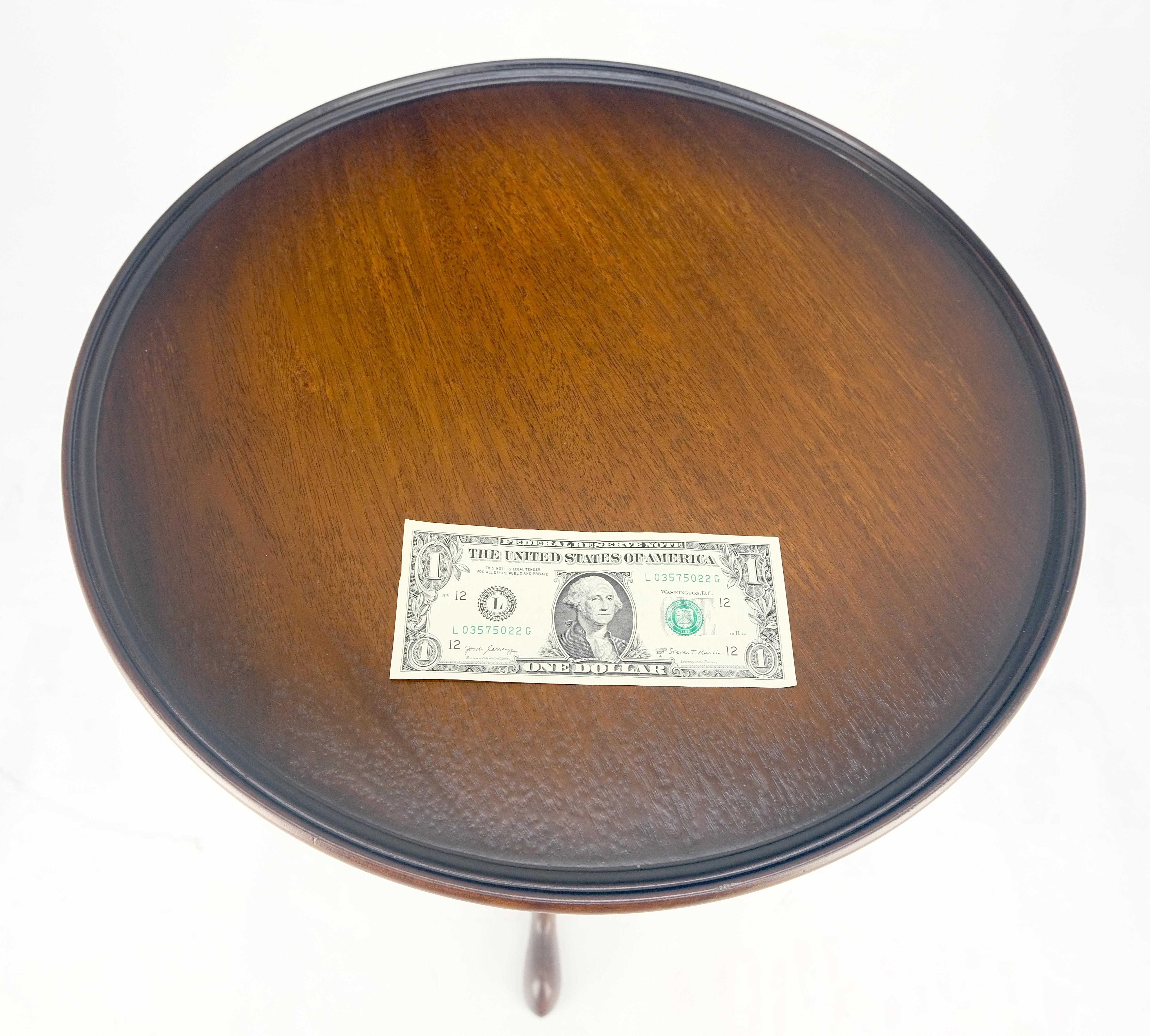 20th Century Antique c1920s Carved Mahogany Tripod Base Round Pie Crust Edge Lamp Side Table For Sale