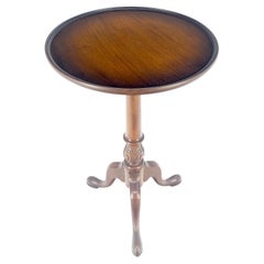 Antique c1920s Carved Mahogany Tripod Base Round Pie Crust Edge Lamp Side Table