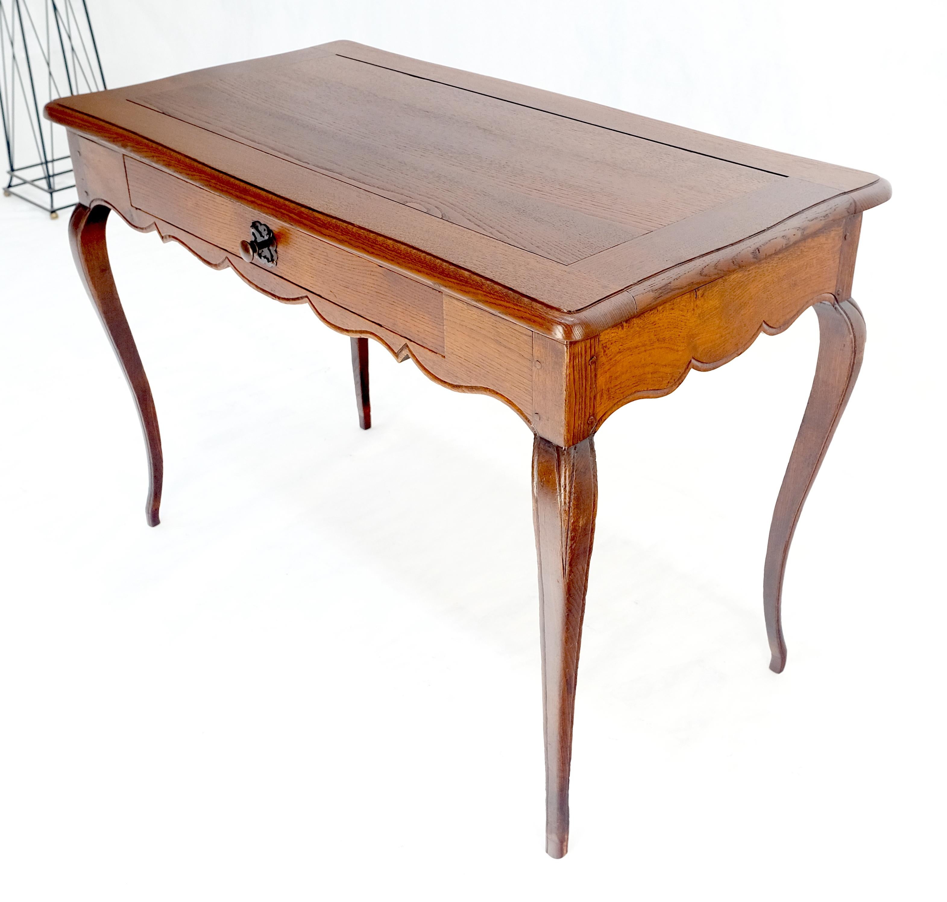 Antique c1920s Country Cabriole Leg Solid Oak Light Profile Desk Console Table For Sale 3