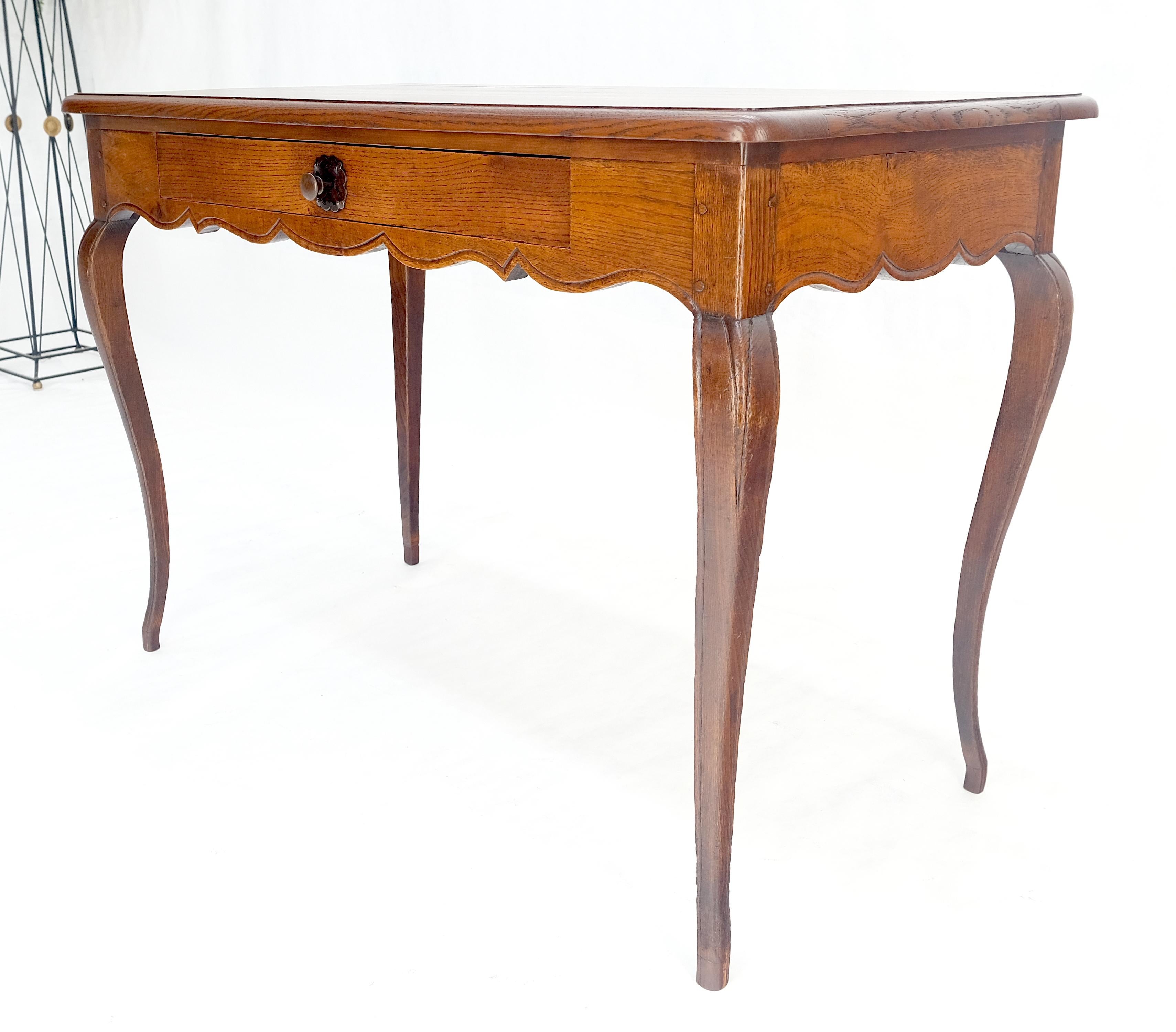 Antique c1920s Country Cabriole Leg Solid Oak Light Profile Desk Console Table For Sale 4