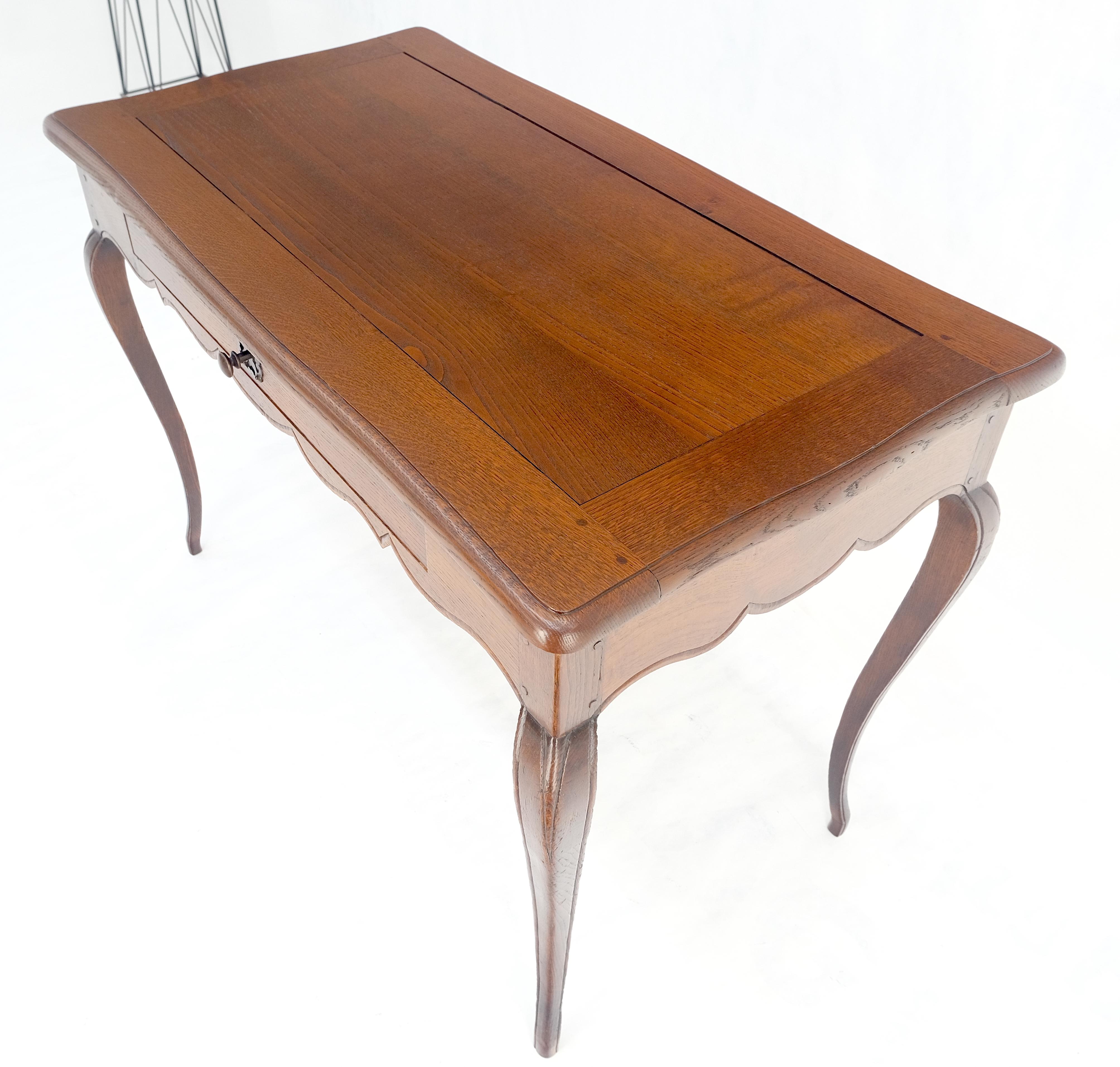 Antique c1920s Country Cabriole Leg Solid Oak Light Profile Desk Console Table For Sale 5