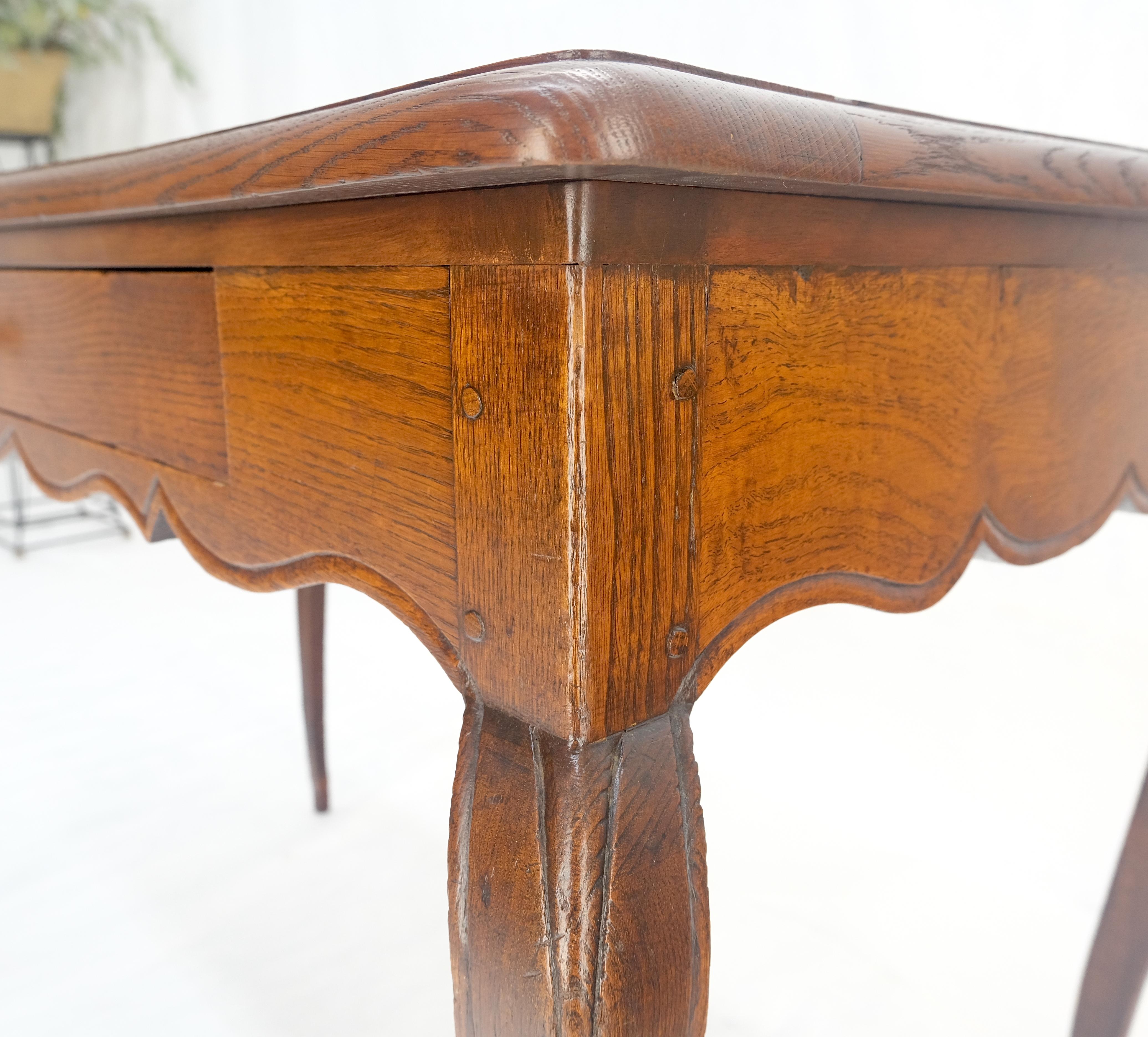 Antique c1920s Country Cabriole Leg Solid Oak Light Profile Desk Console Table For Sale 6
