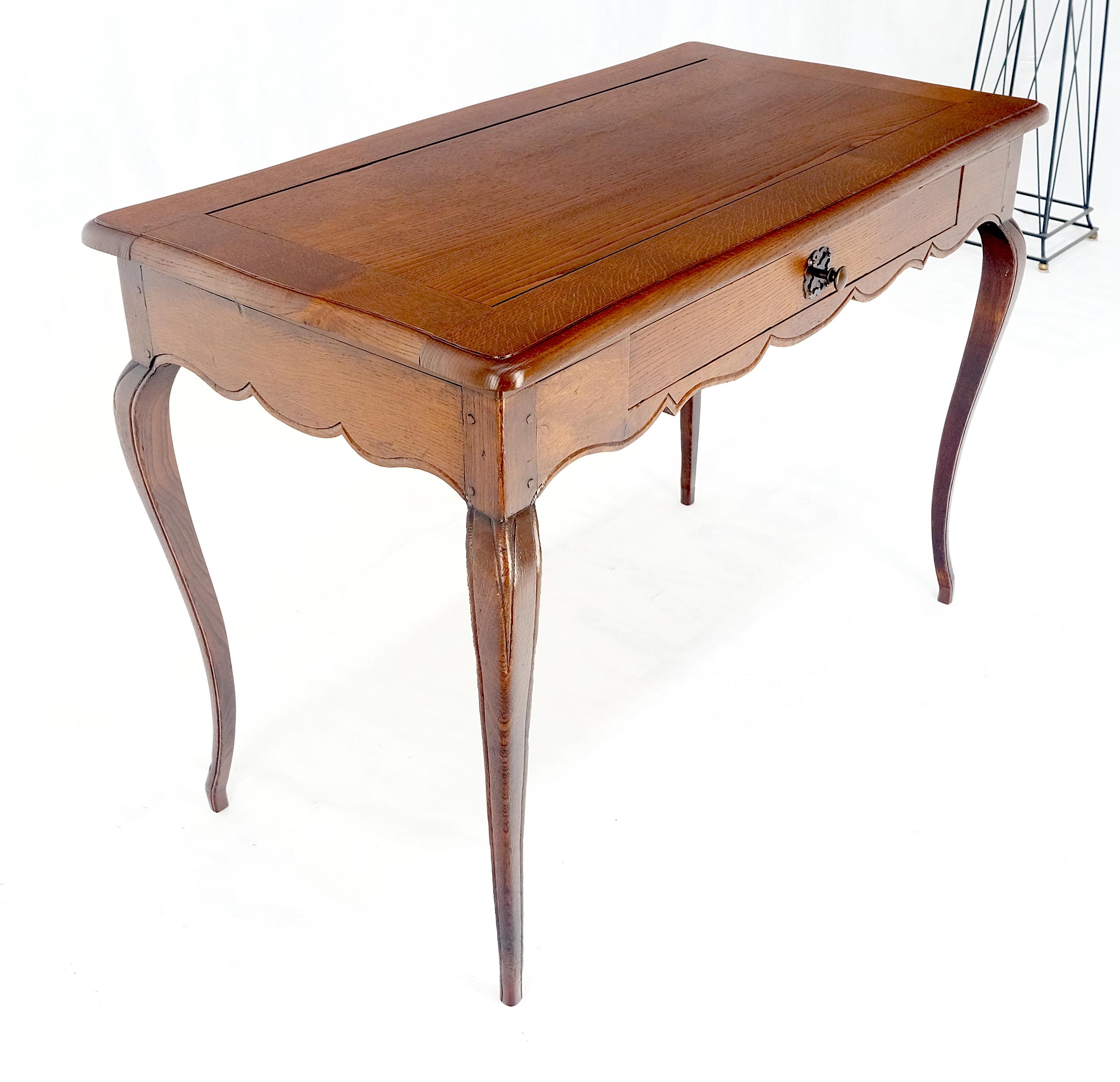Antique c1920s Country Cabriole Leg Solid Oak Light Profile Desk Console Table For Sale 7