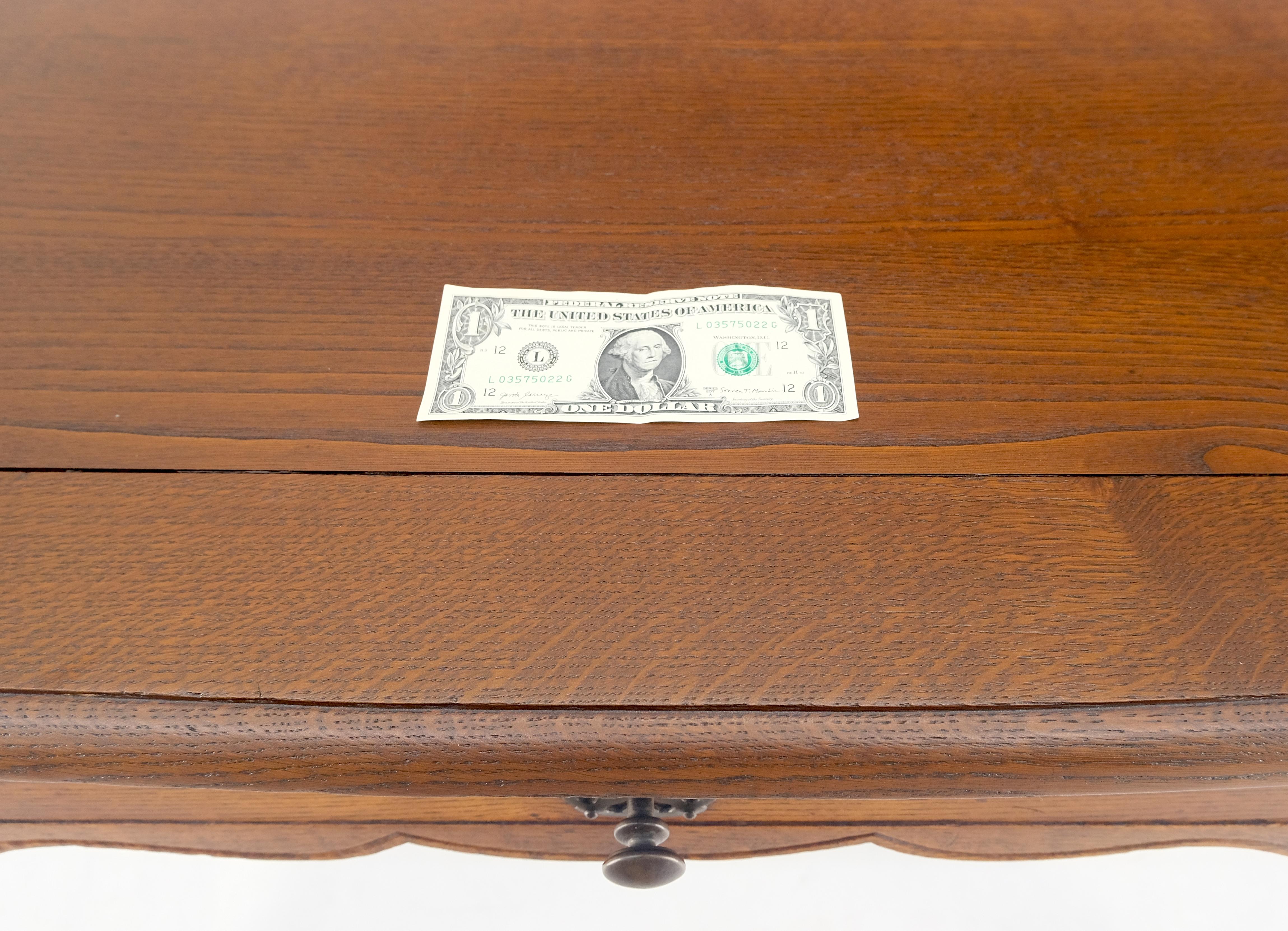 Antique c1920s Country Cabriole Leg Solid Oak Light Profile Desk Console Table For Sale 9