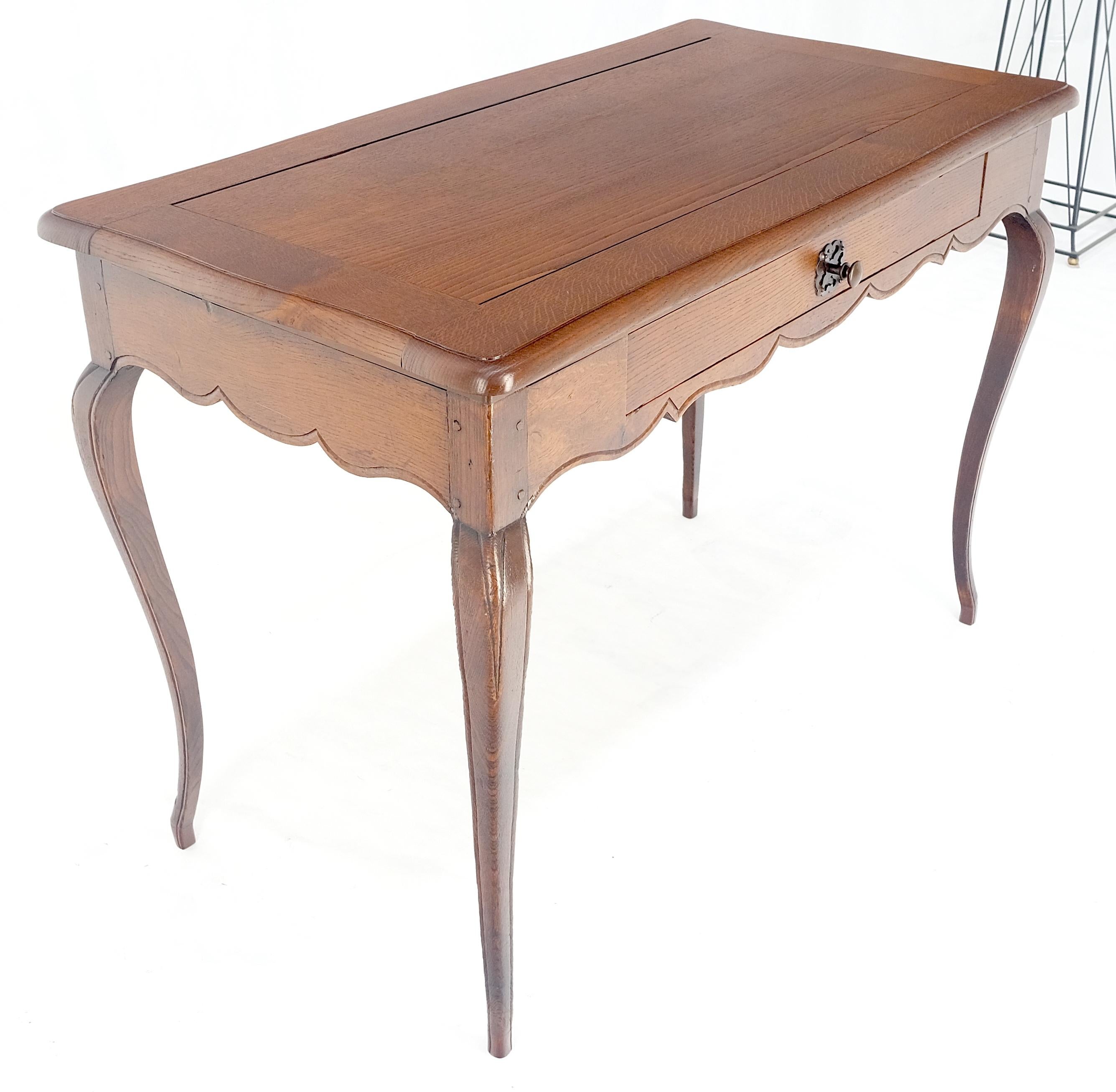 Antique c1920s Country Cabriole Leg Solid Oak Light Profile Desk Console Table For Sale 11