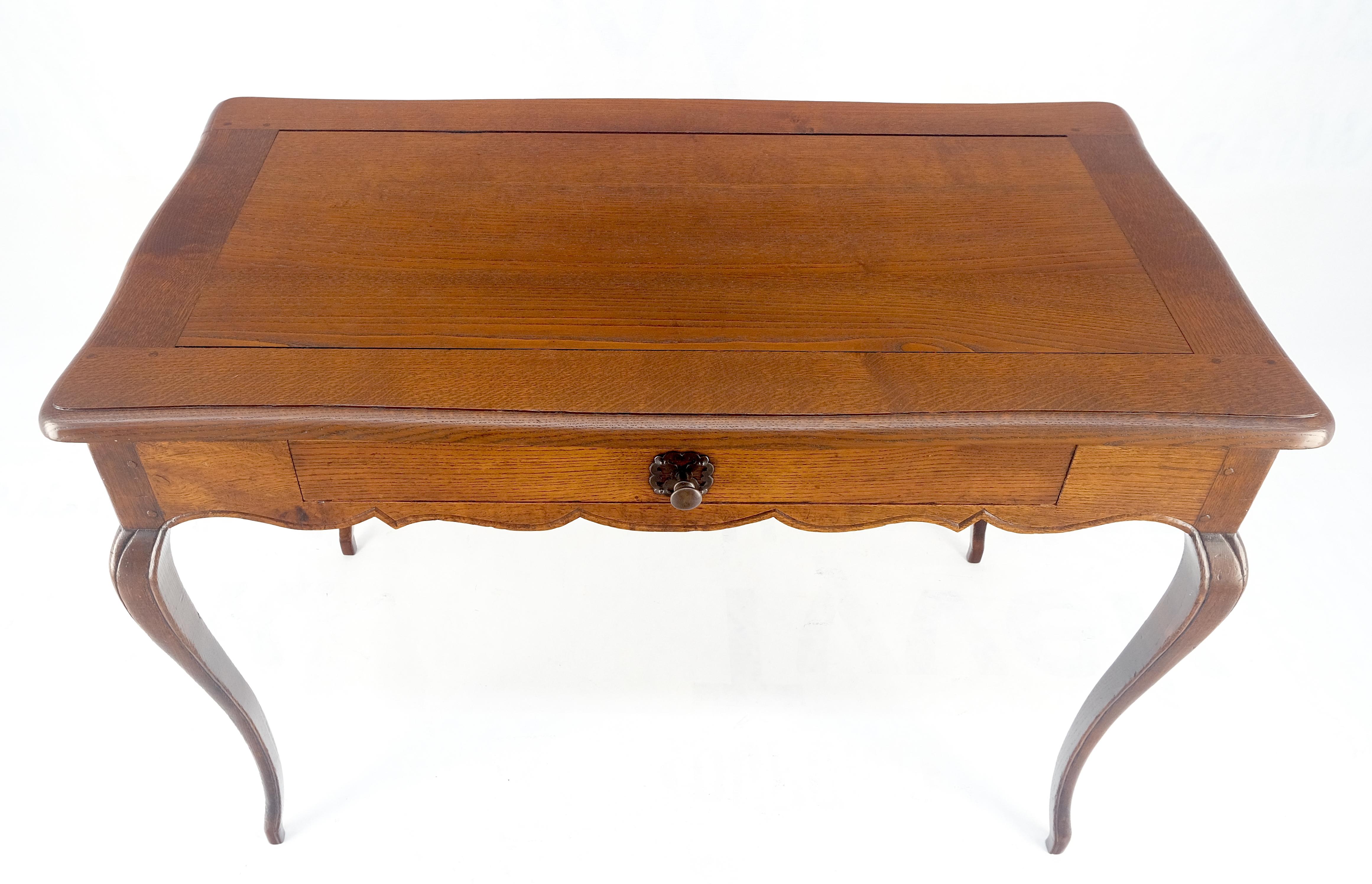 Lacquered Antique c1920s Country Cabriole Leg Solid Oak Light Profile Desk Console Table For Sale