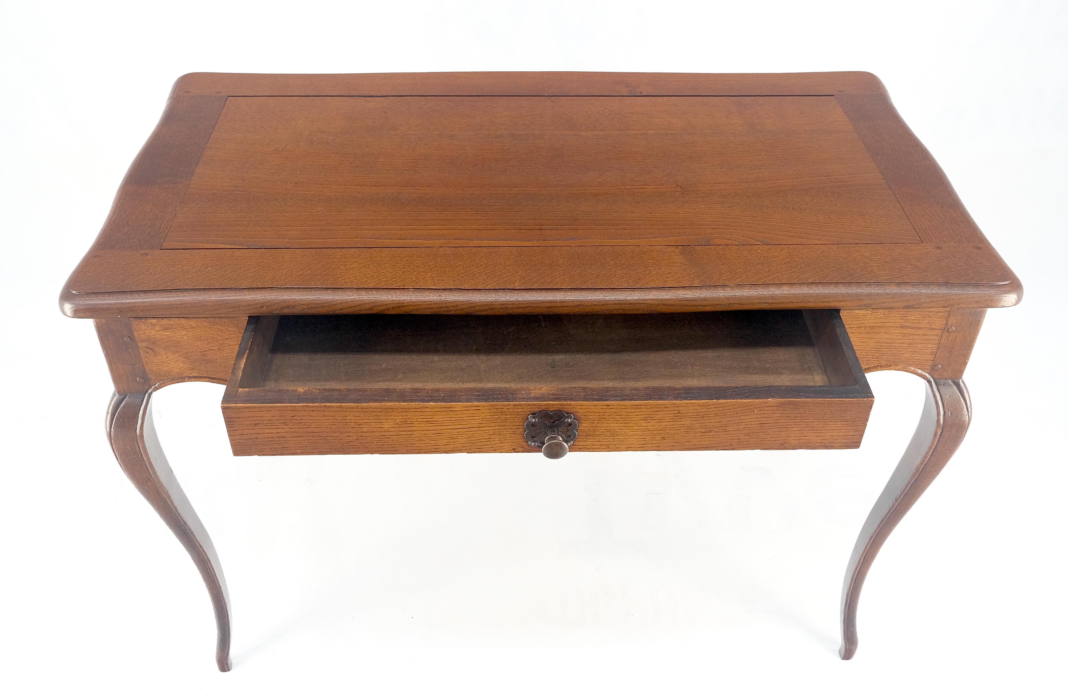 Antique c1920s Country Cabriole Leg Solid Oak Light Profile Desk Console Table For Sale 1