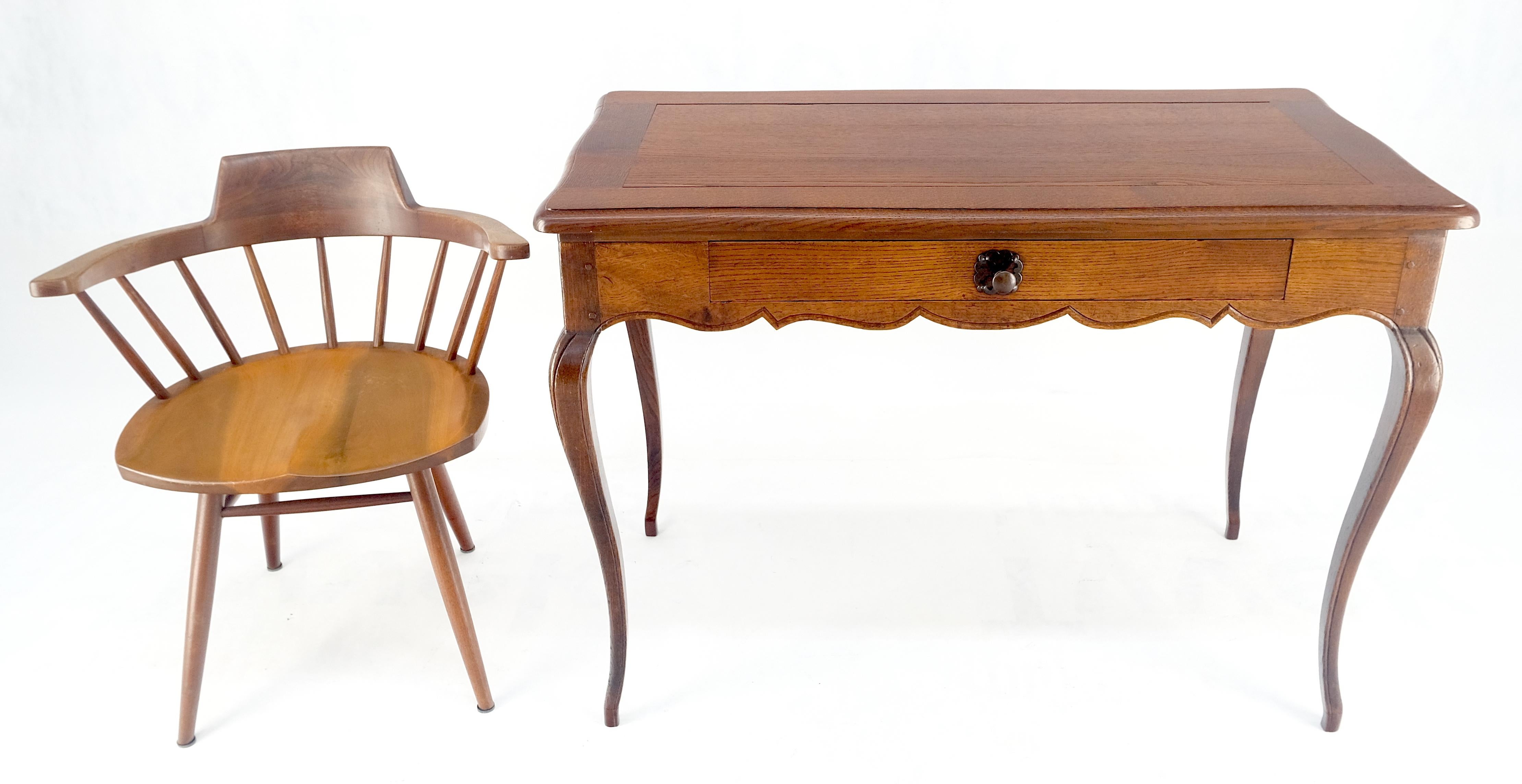 Antique c1920s Country Cabriole Leg Solid Oak Light Profile Desk Console Table For Sale 2