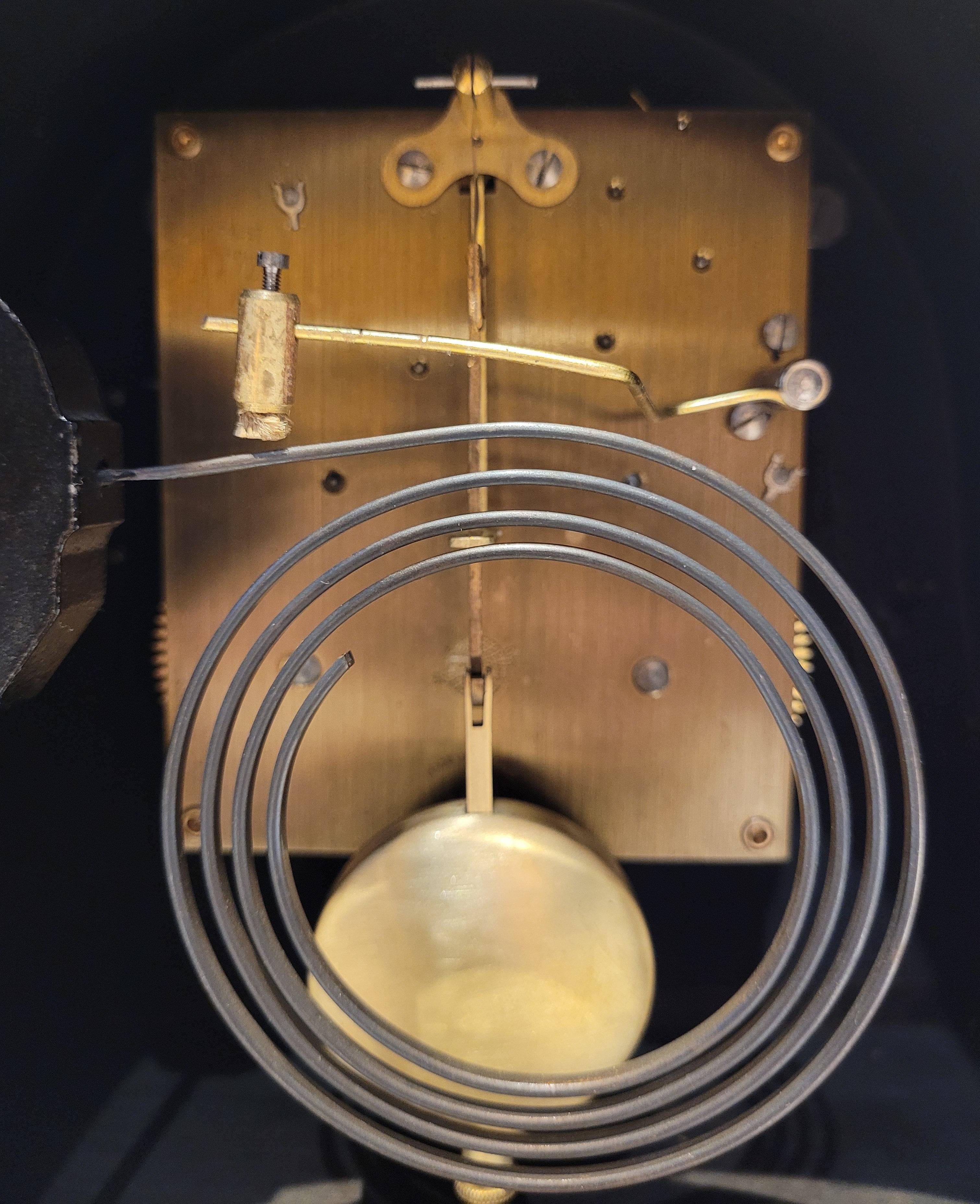 Antique c1920’s English “Empire” Oak Cased Chiming Mantel Clock (Fully Serviced) For Sale 7