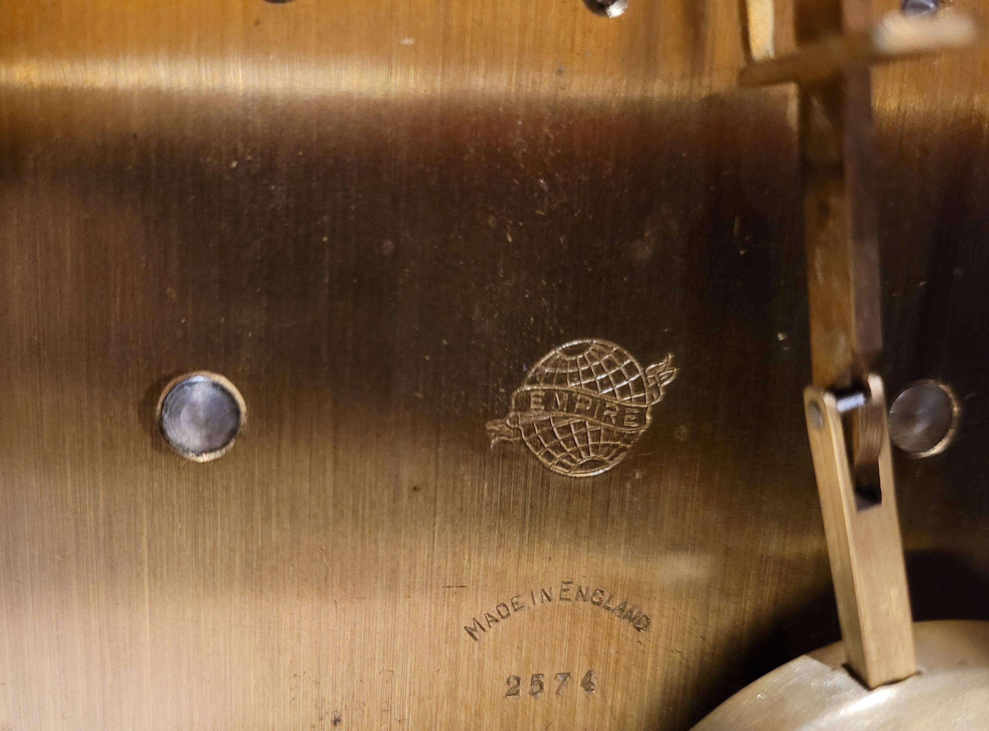 Antique c1920’s English “Empire” Oak Cased Chiming Mantel Clock (Fully Serviced) For Sale 8