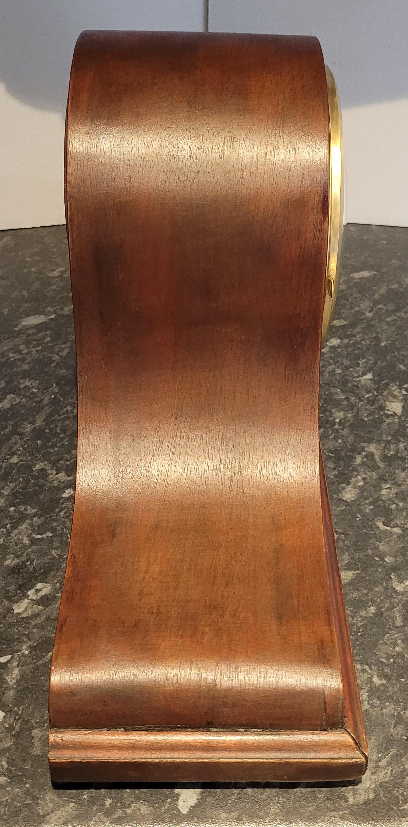 Antique c1920s German Rich Cherry Mahogany Chiming Mantel Clock (Fully Serviced) For Sale 5